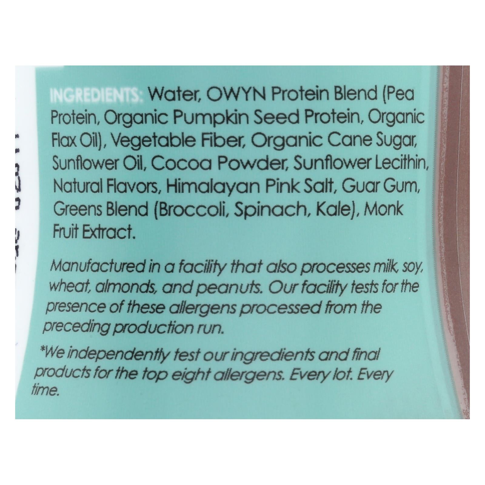 OWYN - Batido de proteína vegetal - Chocolate negro - 355 ml (paquete de 12)