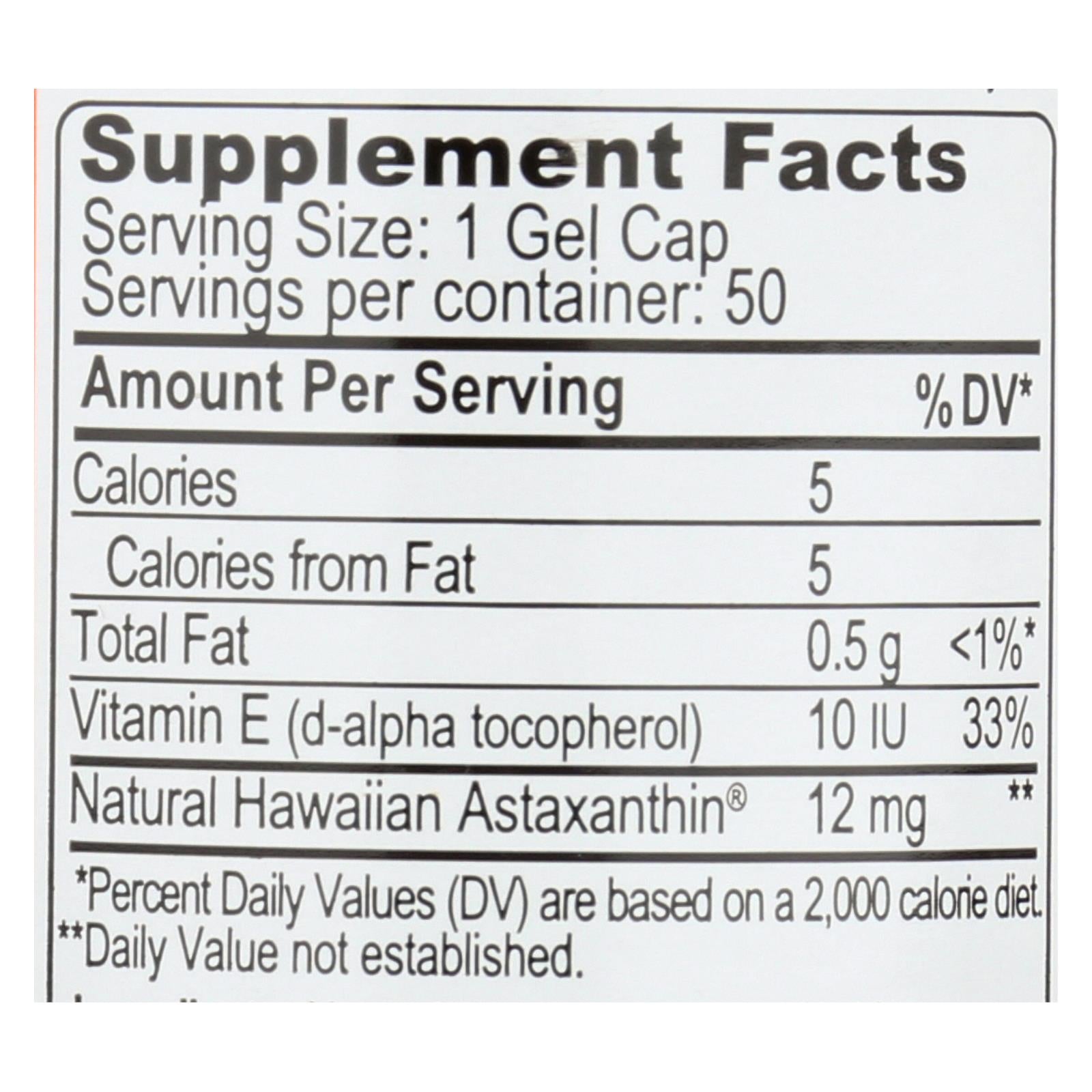 Astaxantina hawaiana Nutrex Hawaii BioAstin - 12 mg (50 cápsulas)