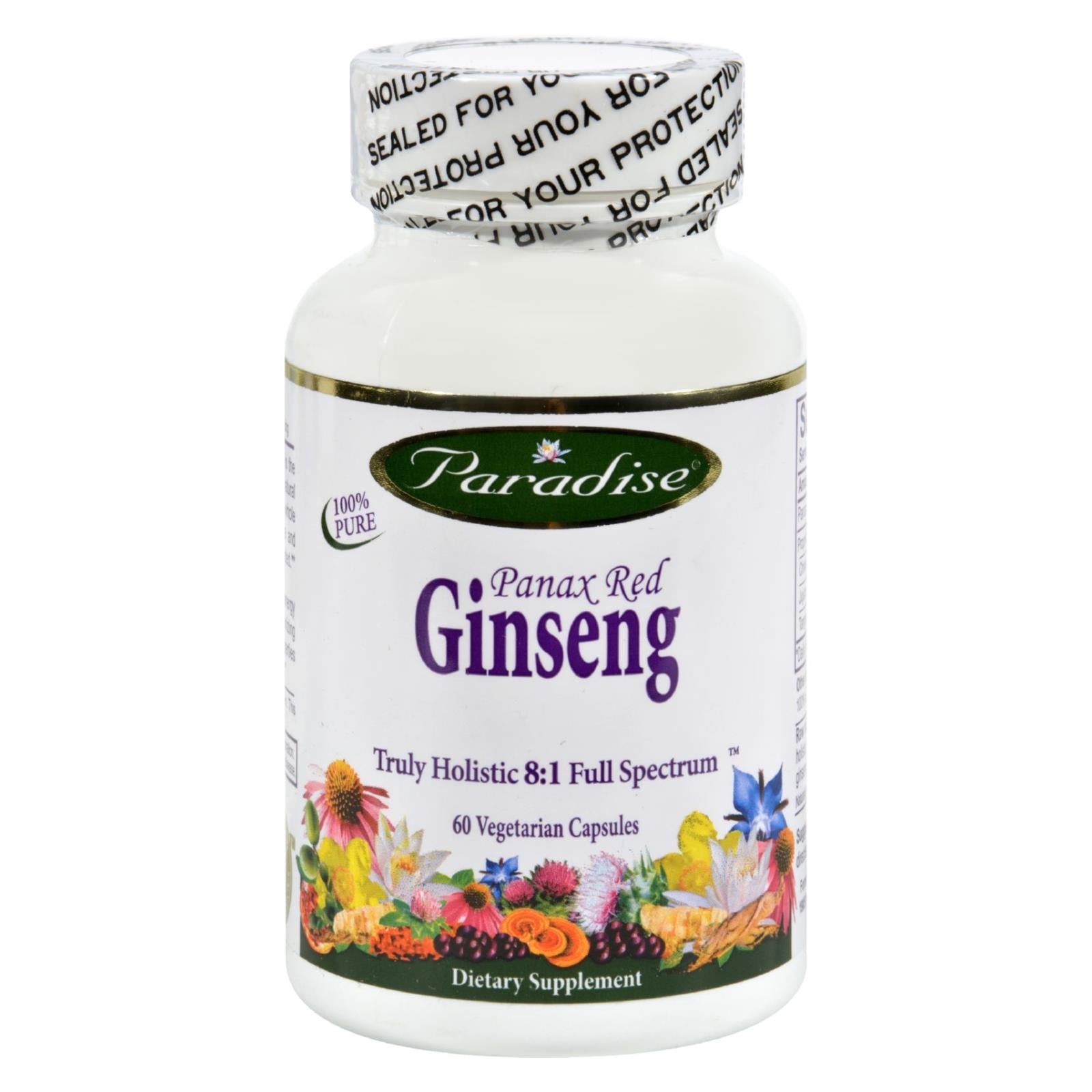 Ginseng rojo Panax de Paradise Herbs (60 cápsulas vegetarianas)