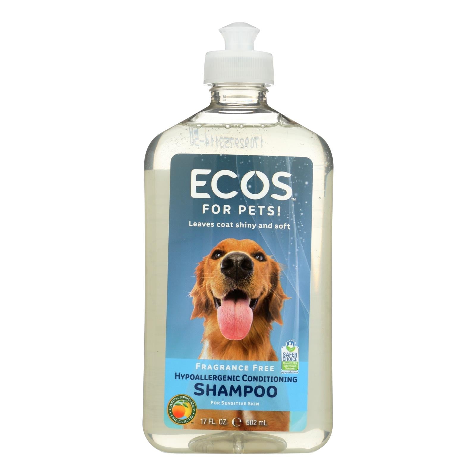 Champú acondicionador hipoalergénico Ecos para mascotas, para piel sensible - Sin fragancia (500 ml)