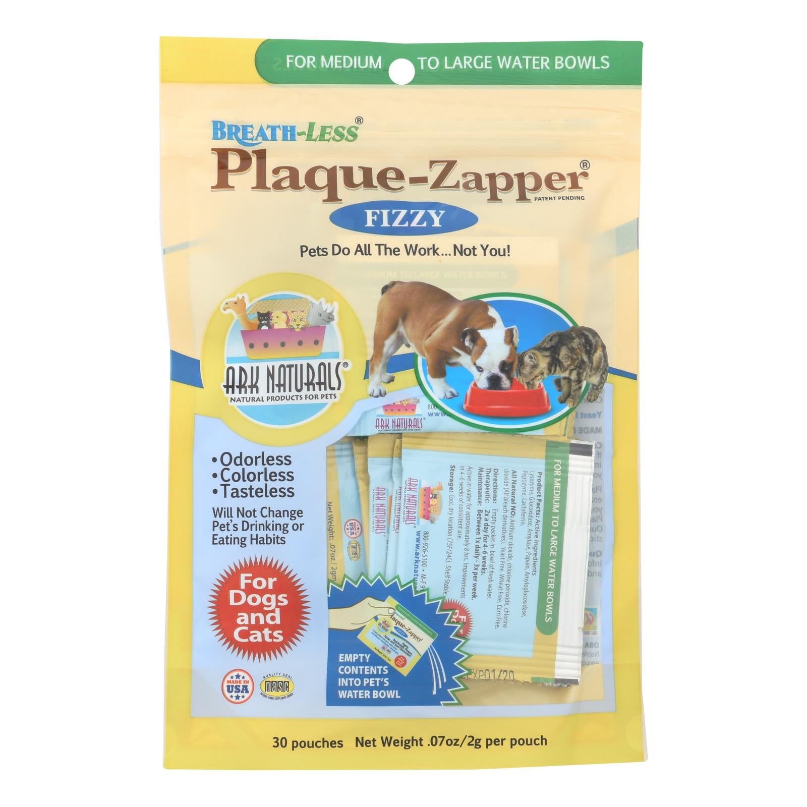 Ark Naturals Breathless Plaque-Zapper Golosinas dentales efervescentes para mascotas medianas y grandes (30) 
