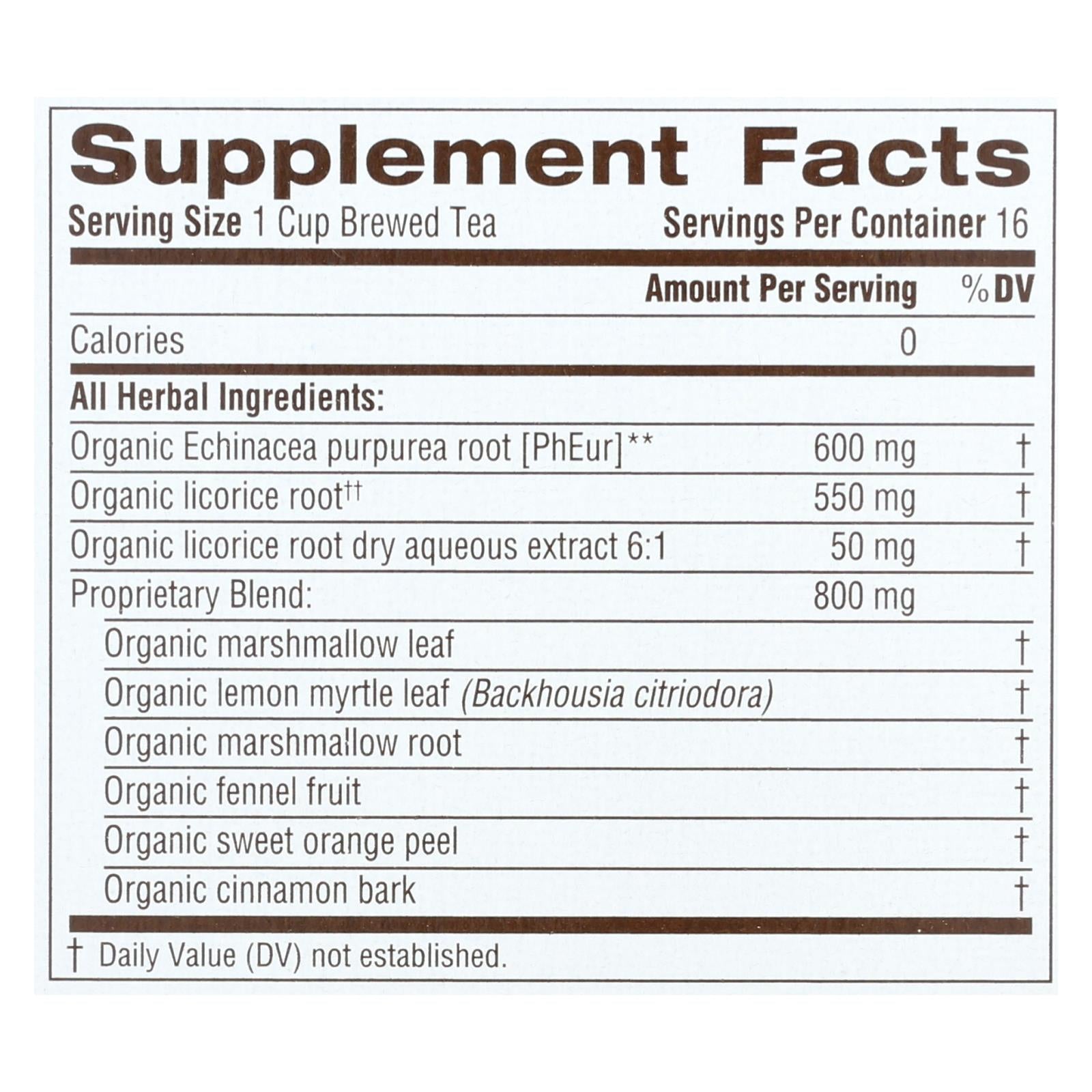 Té de hierbas para la garganta, limón y equinácea de Traditional Medicinals - 16 bolsitas de té, paquete de 6