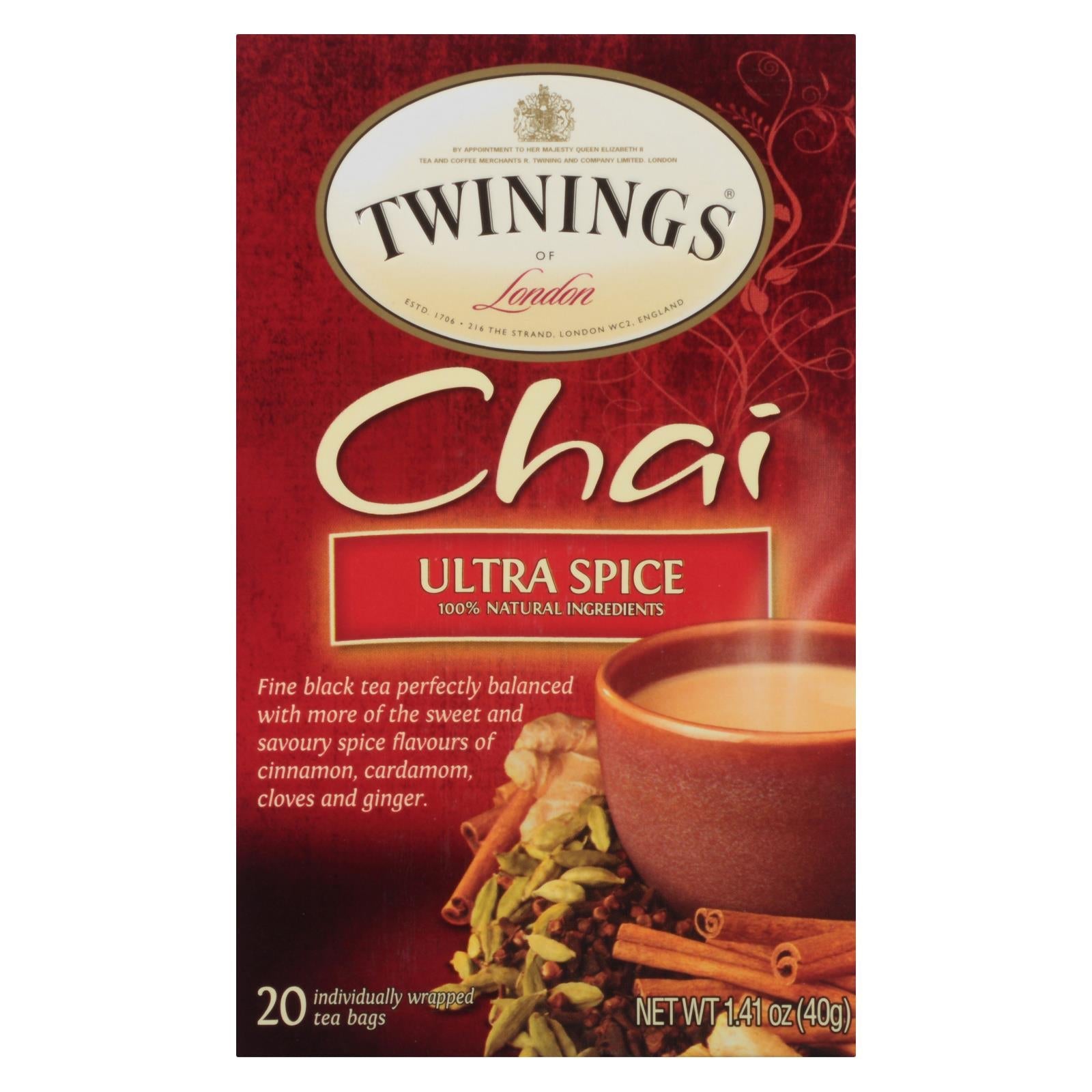 Té Chai Twinings Ultra Spice (6 bolsitas de té de 20 unidades)