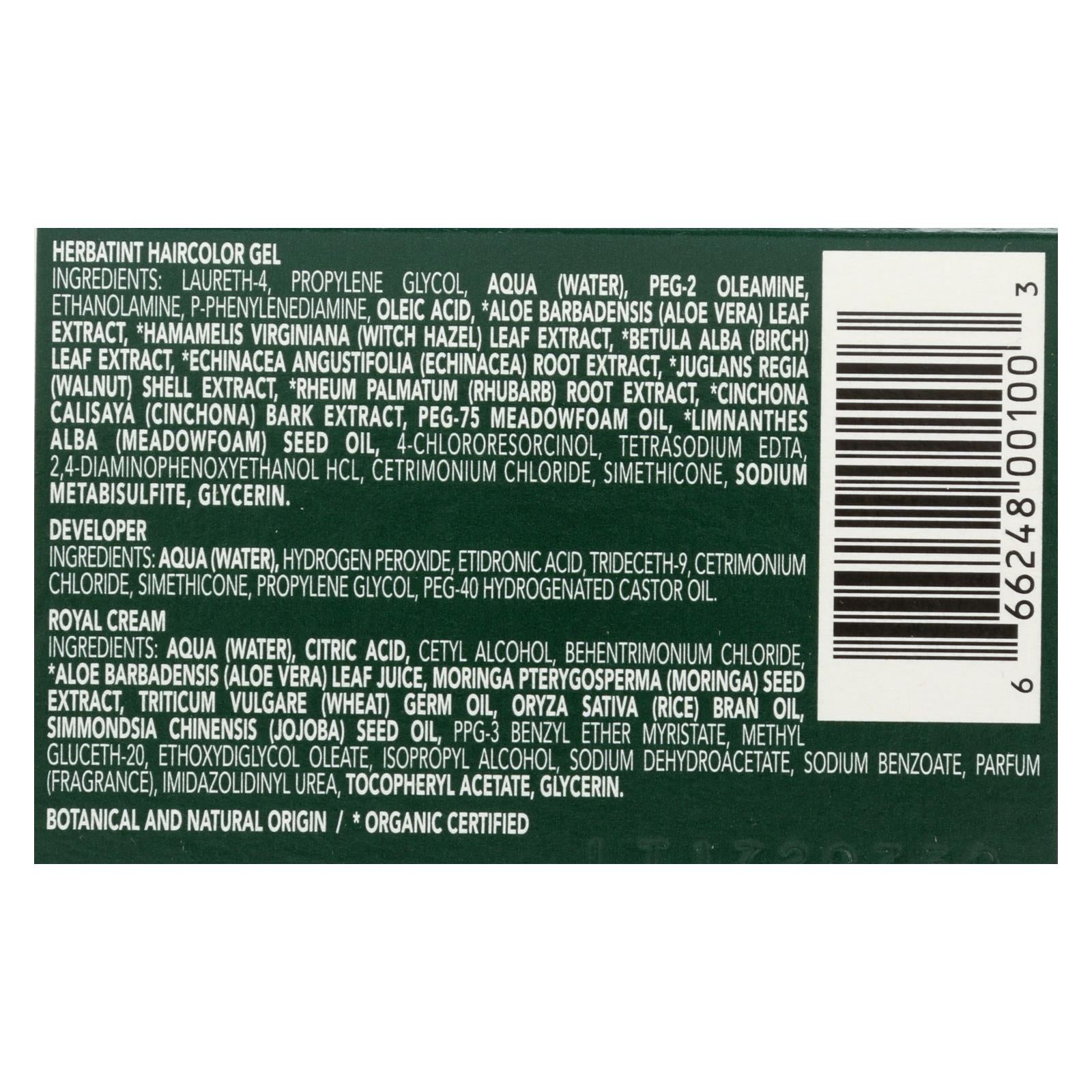 Tinte permanente en gel a base de hierbas Herbatint, negro - 135 ml