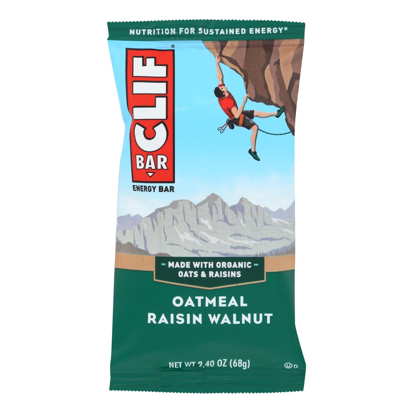 Barra energética orgánica CLIF BAR de avena, pasas y nueces - 70 g - (Paquete de 12)