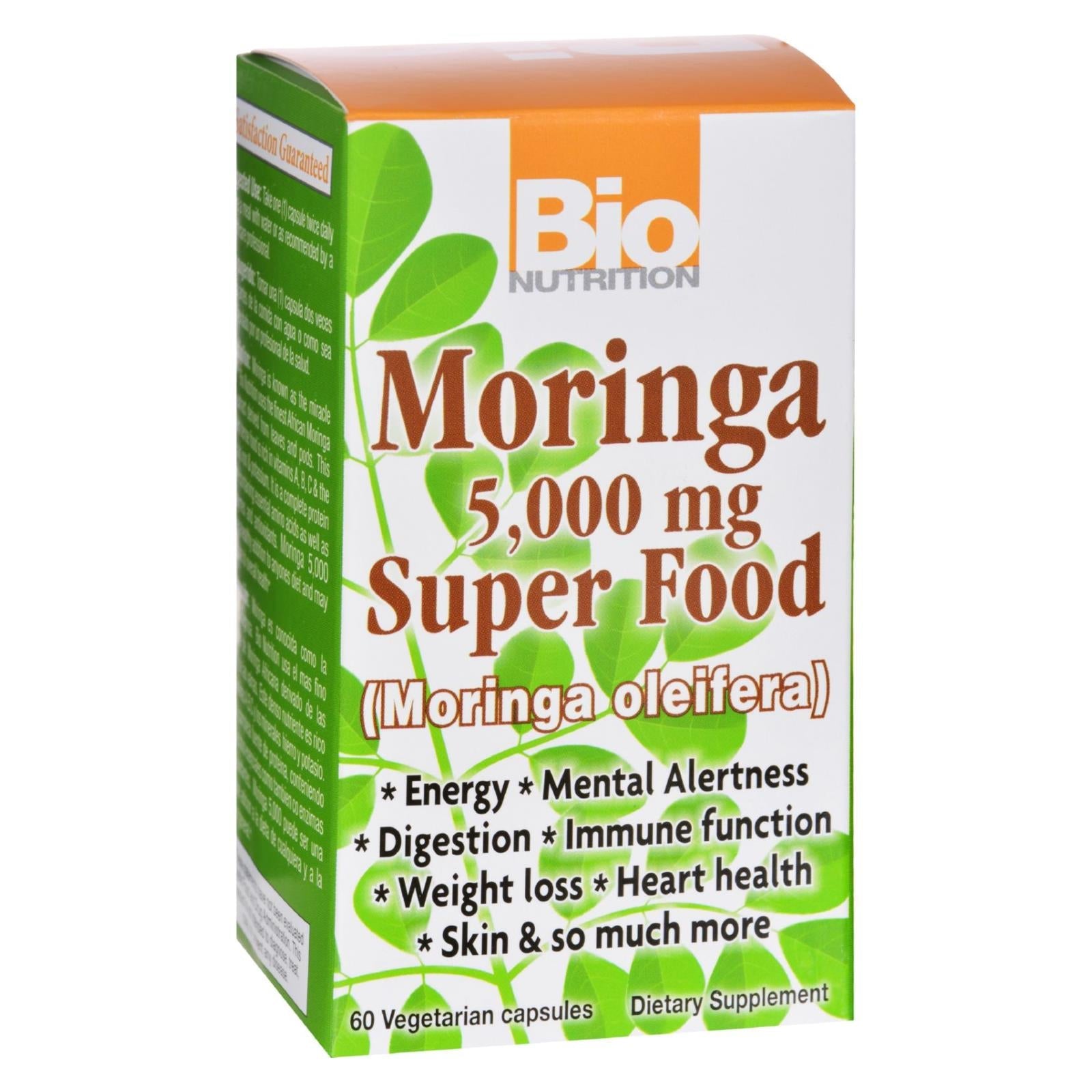 Suplemento superalimenticio de moringa de Bio Nutrition, 5000 mg, 60 cápsulas vegetales
