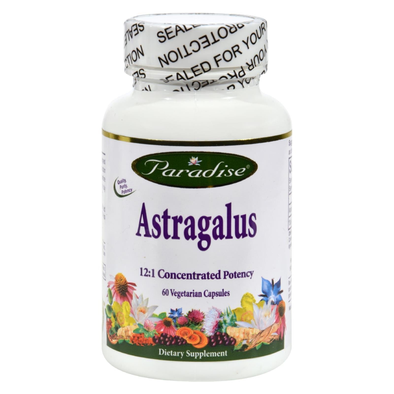 Cápsulas vegetarianas de astrágalo Paradise Herbs, paquete de 60