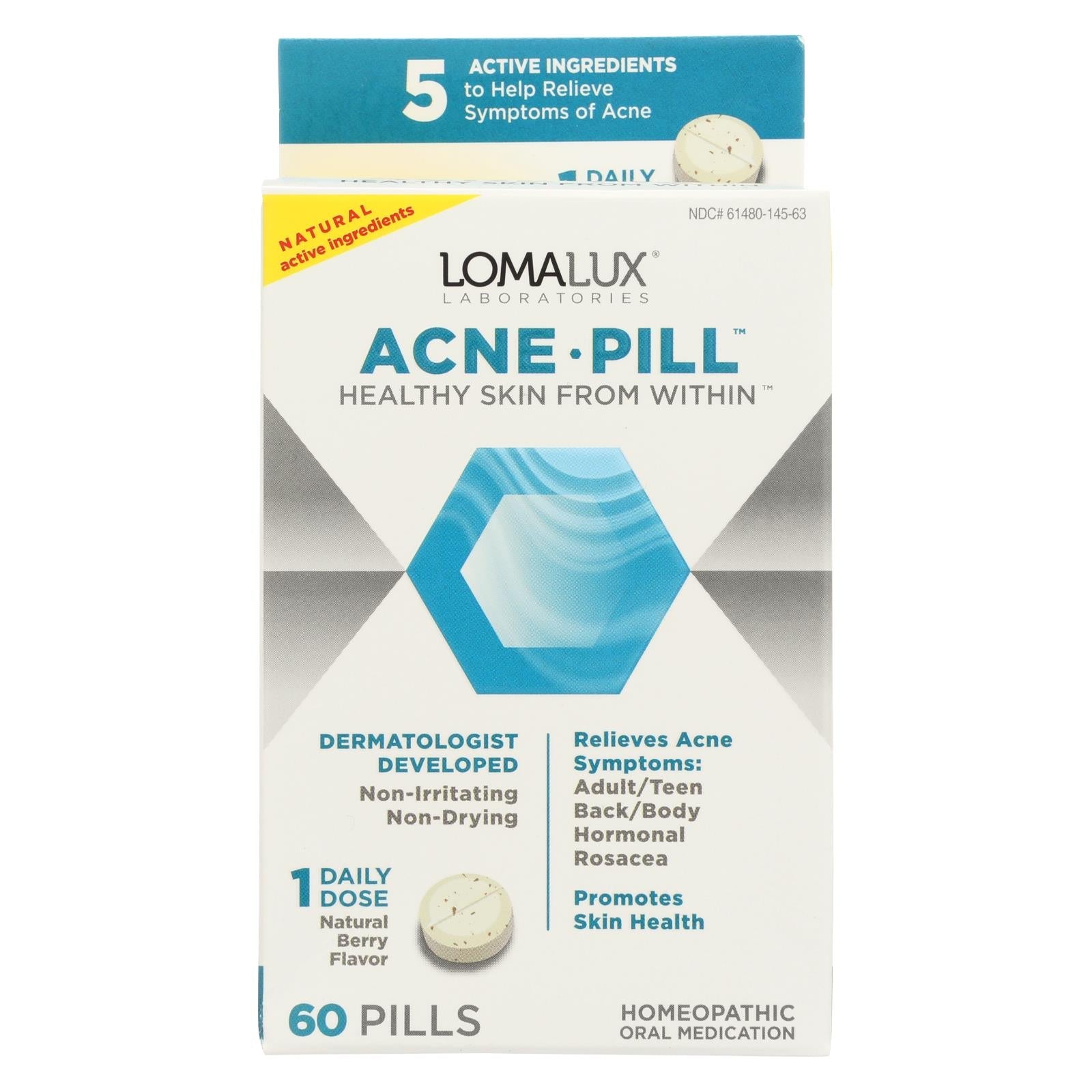 Pastilla masticable de rápida disolución para el acné de Loma Lux Laboratories (60 unidades)