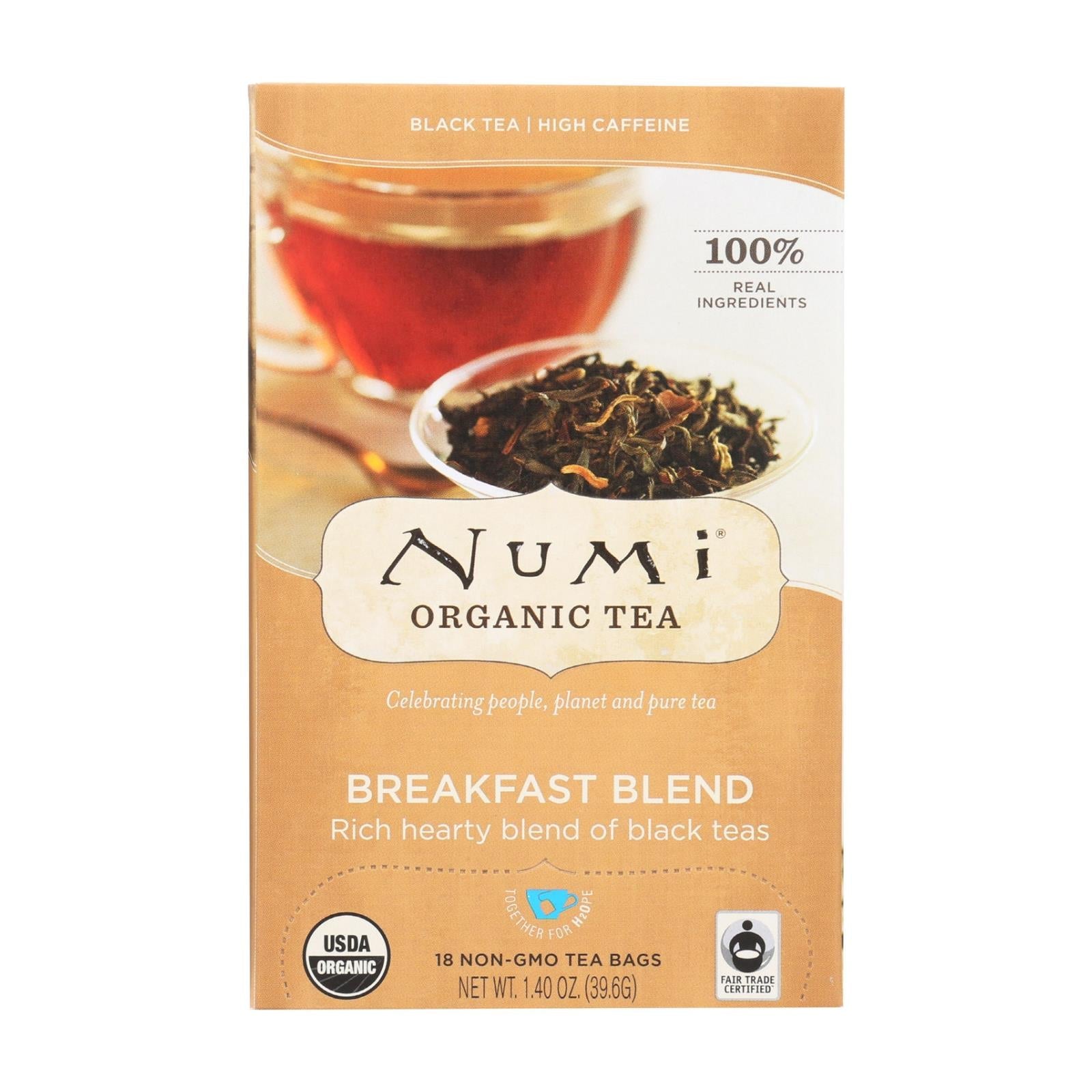 Mezcla de té negro para desayuno Numi, paquete de 6 (18 bolsitas de té)