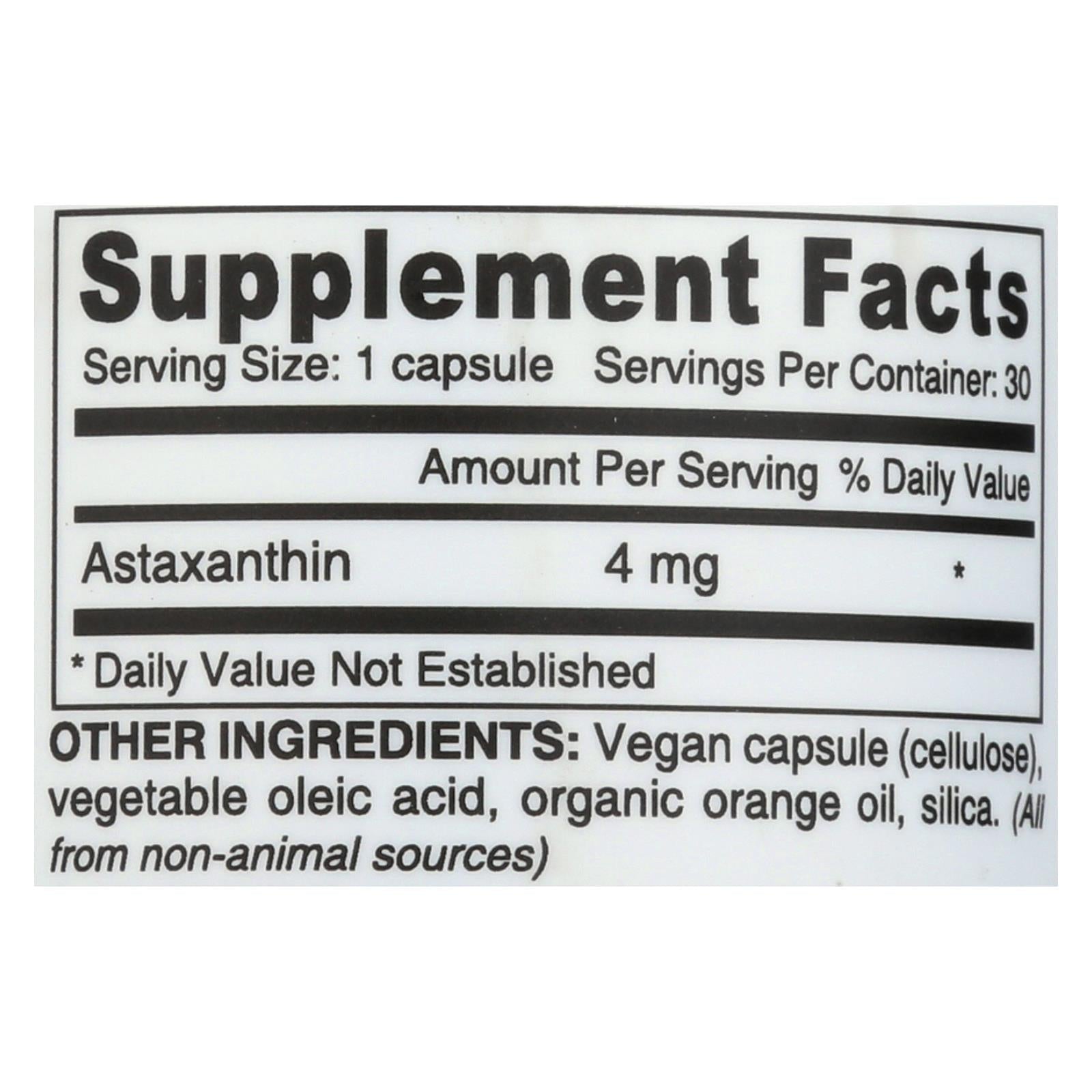 Deva Vegan Vitamins Astaxantina Super Antioxidante 4 mg, 30 Cápsulas