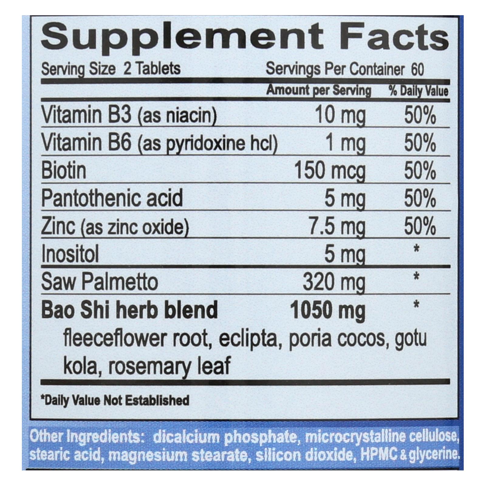 Suplemento capilar masculino Biomed Health Advanced Bao Shi (120 comprimidos)