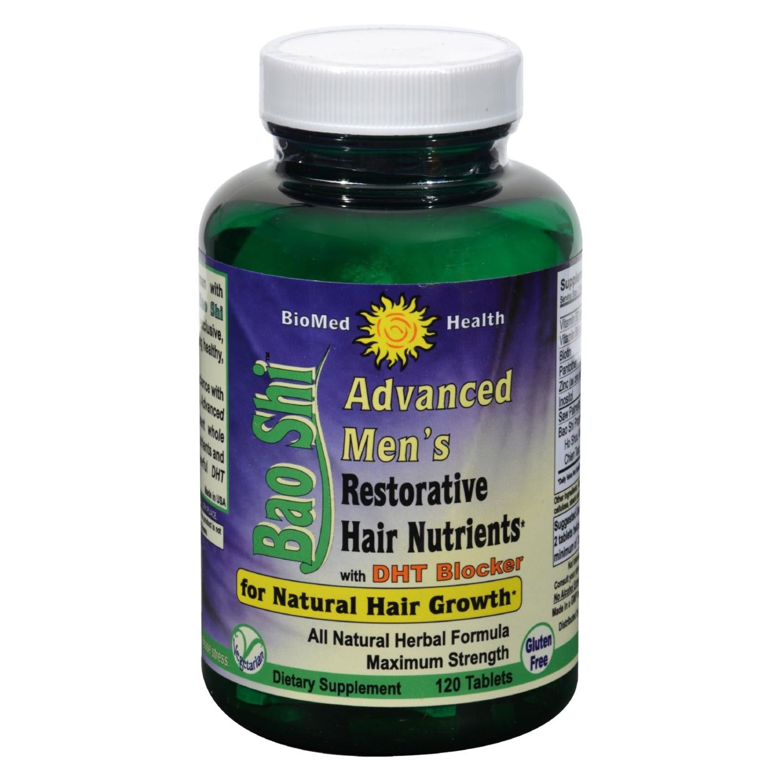 Suplemento capilar masculino Biomed Health Advanced Bao Shi (120 comprimidos)