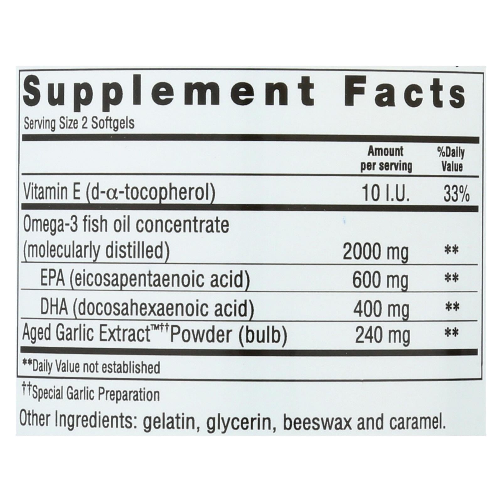 Extracto de ajo añejado Kyolic - EPA, apoyo cardiovascular (90 cápsulas blandas)