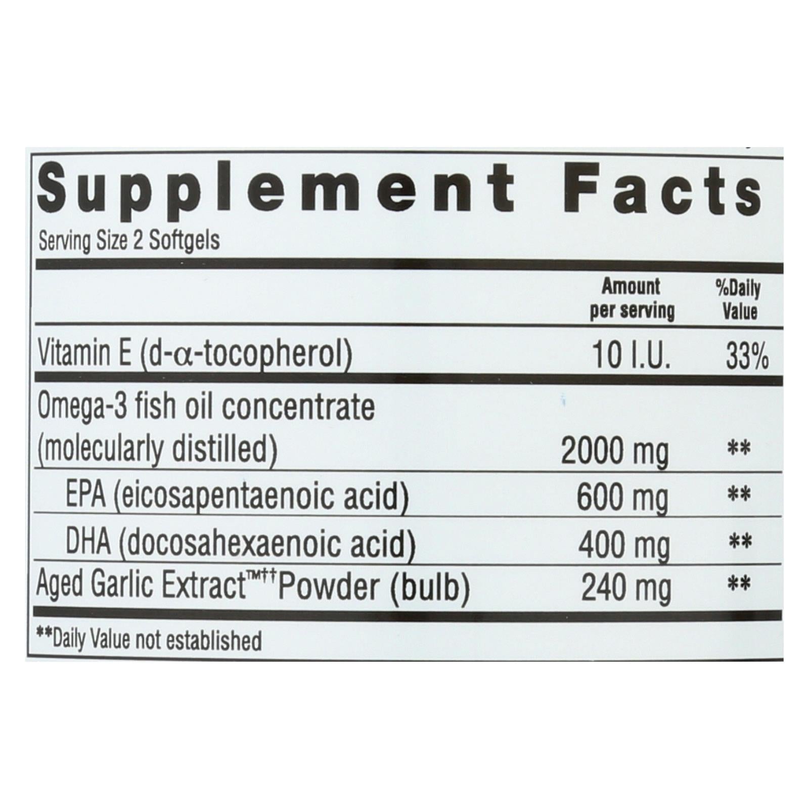 Extracto de ajo añejado Kyolic - EPA, apoyo cardiovascular (90 cápsulas blandas)