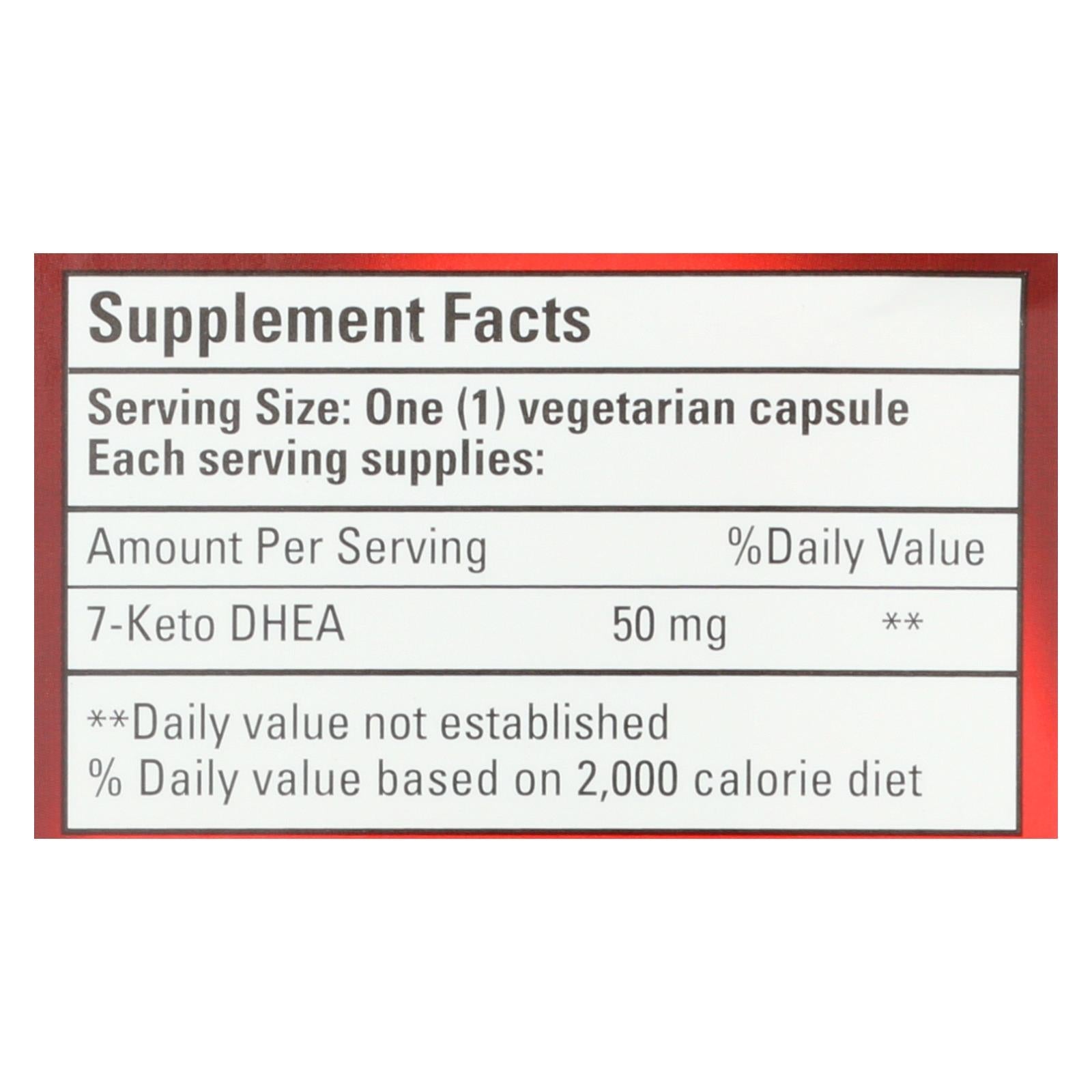Cápsulas vegetarianas Bio Nutrition 7-Keto DHEA de 50 mg, 50 unidades