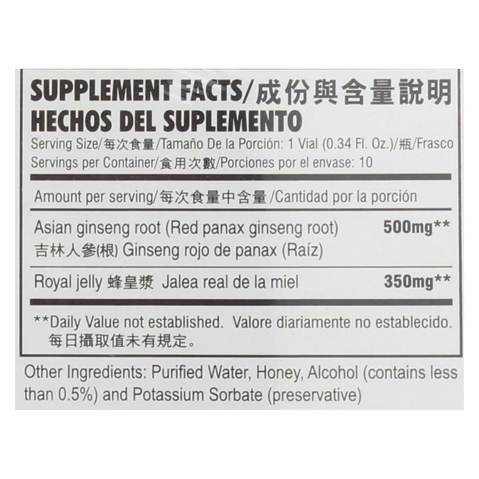 Ginseng rojo premium Príncipe de la Paz con jalea real (paquete de 10)