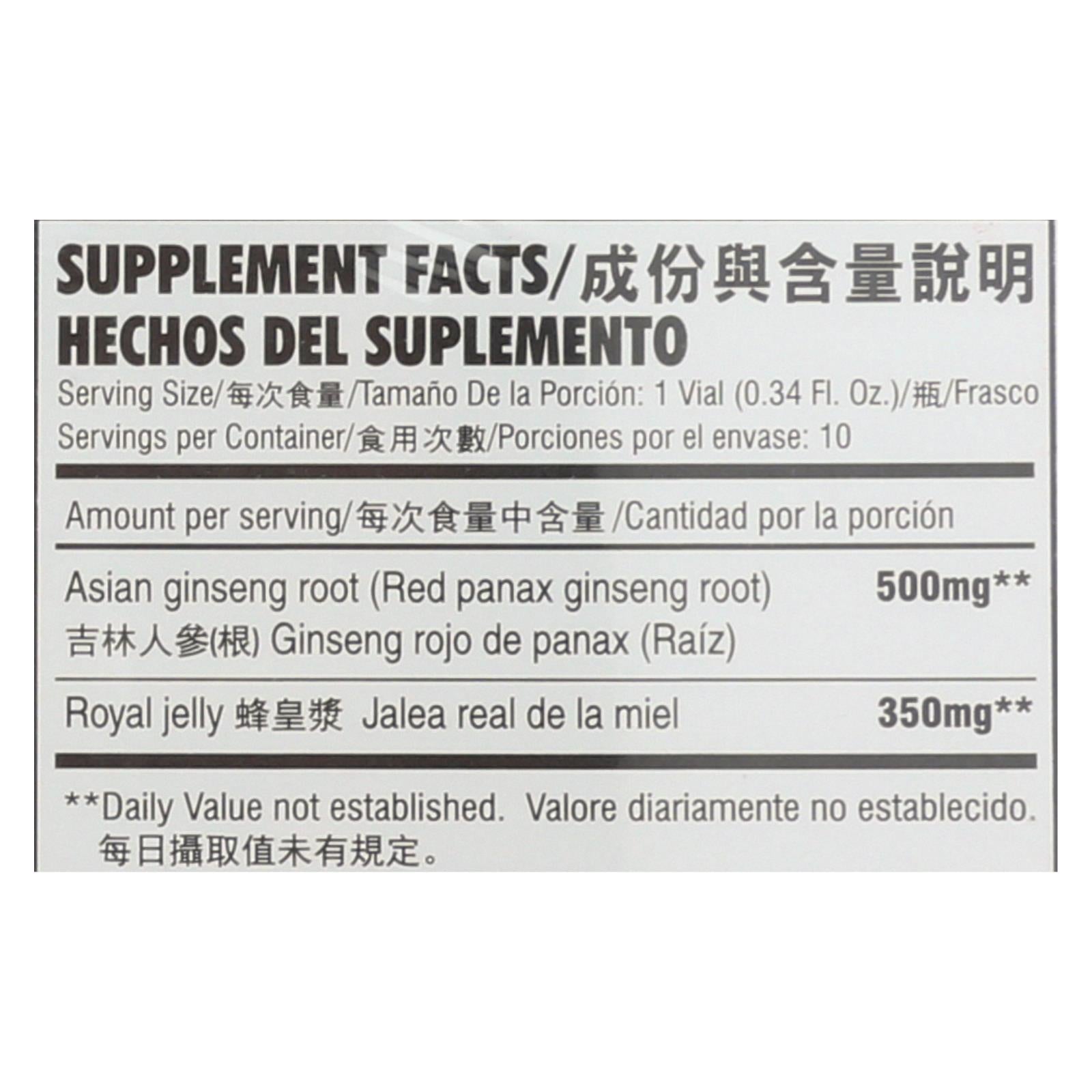 Ginseng rojo premium Príncipe de la Paz con jalea real (paquete de 10)