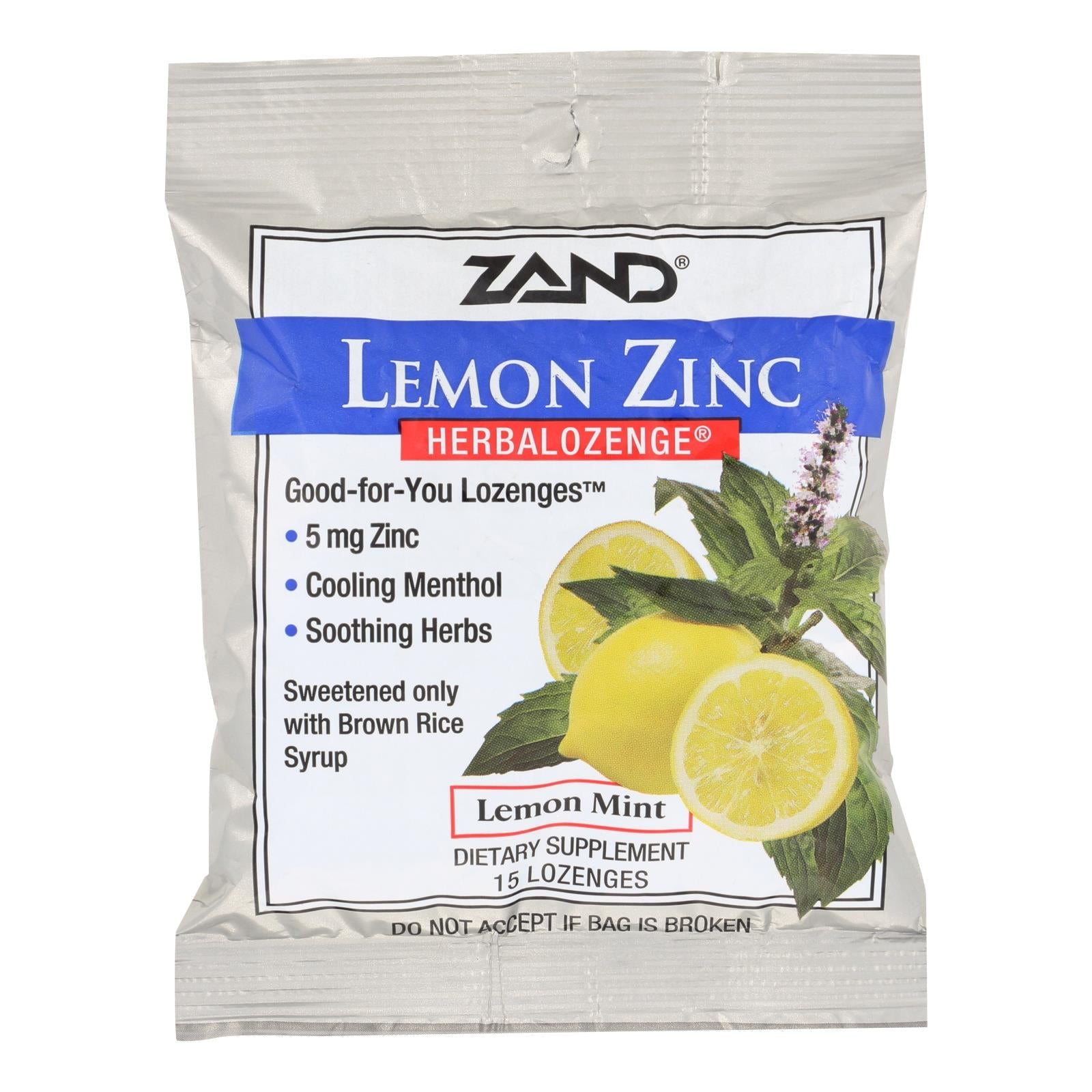 Zand Herbalozenge Suplemento de apoyo inmunológico de zinc y limón 15 pastillas 