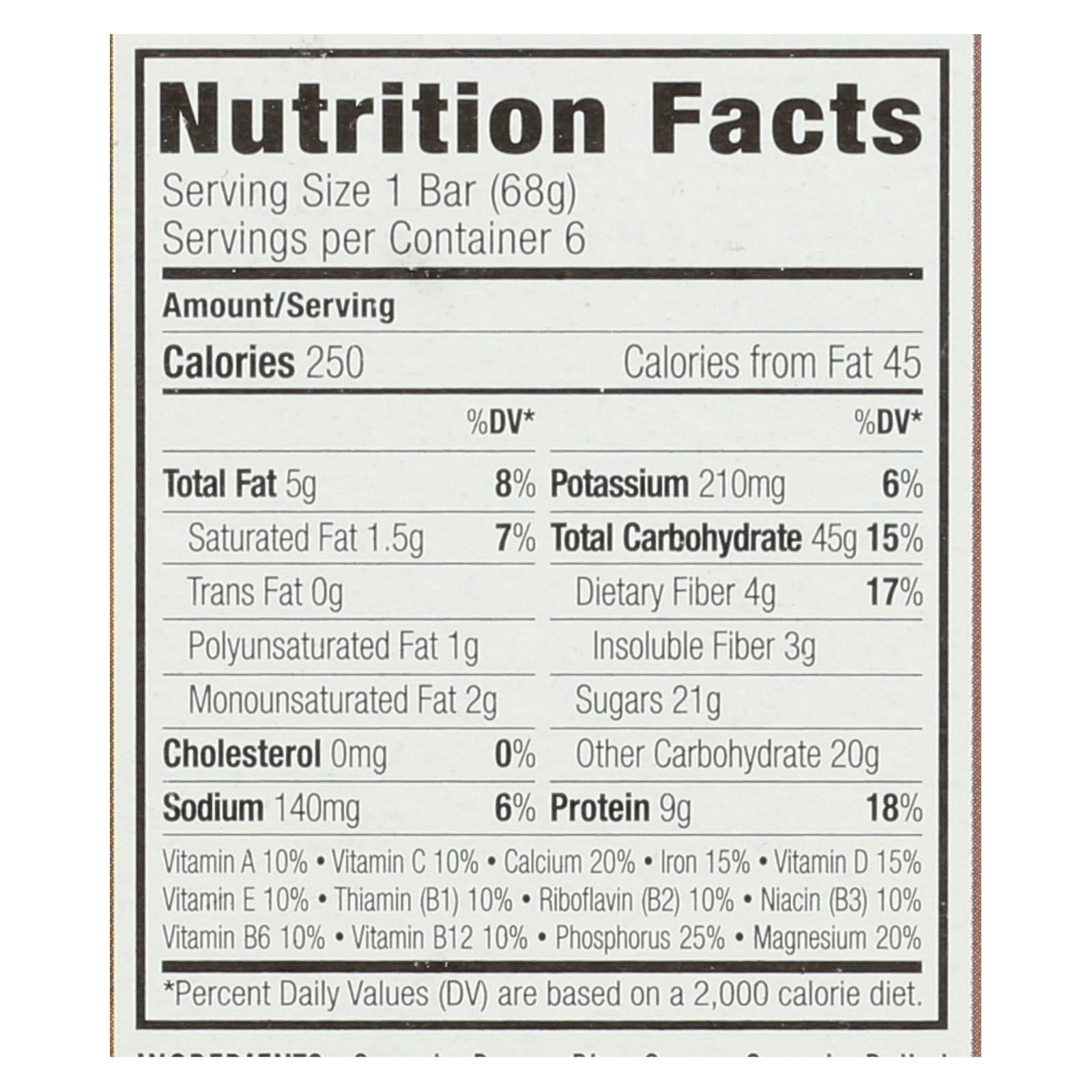 Clif Bar - Barras energéticas con chispas de chocolate - 6/2,4 oz.