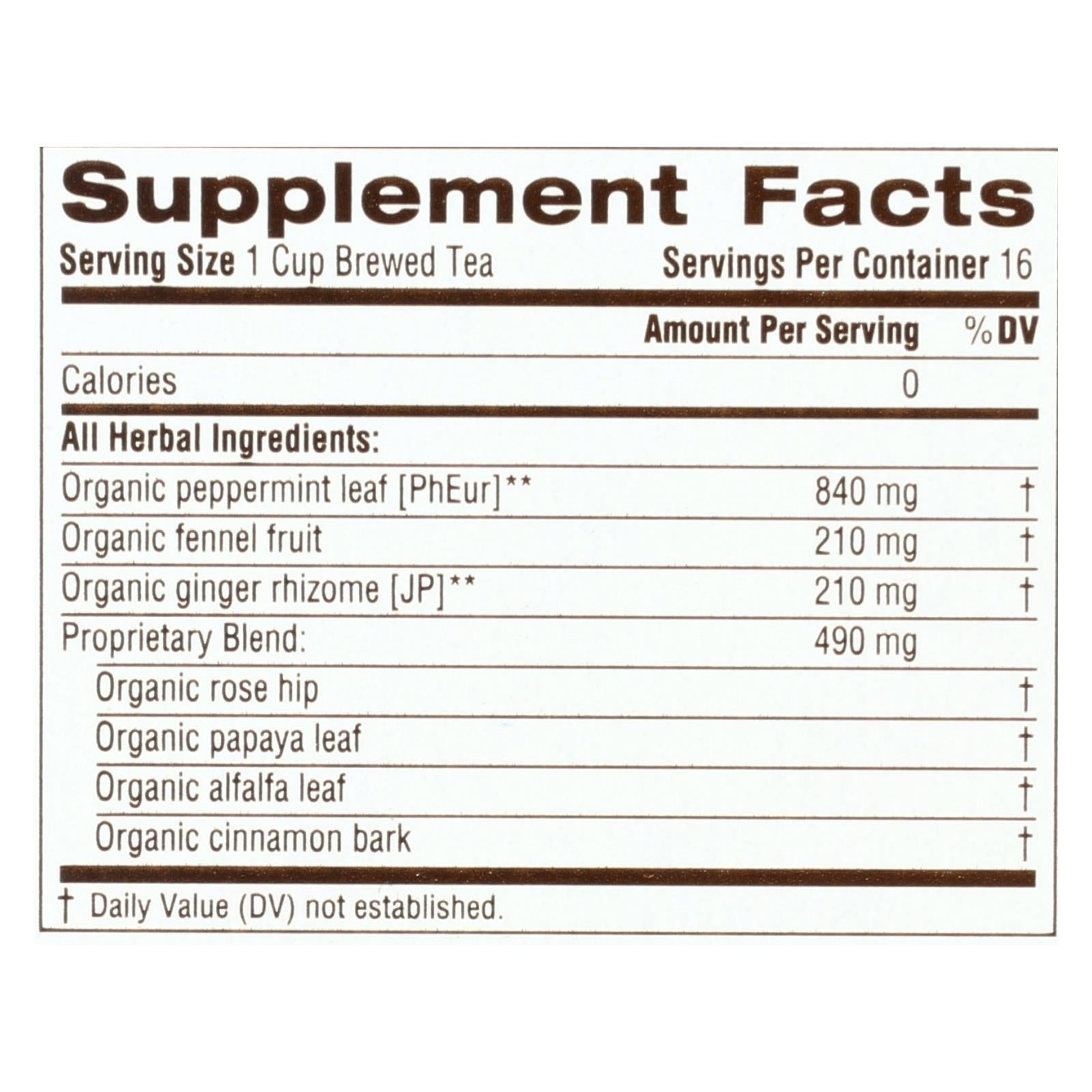 Té de menta reconfortante para el vientre de Traditional Medicinals - Sin cafeína - 16 unidades