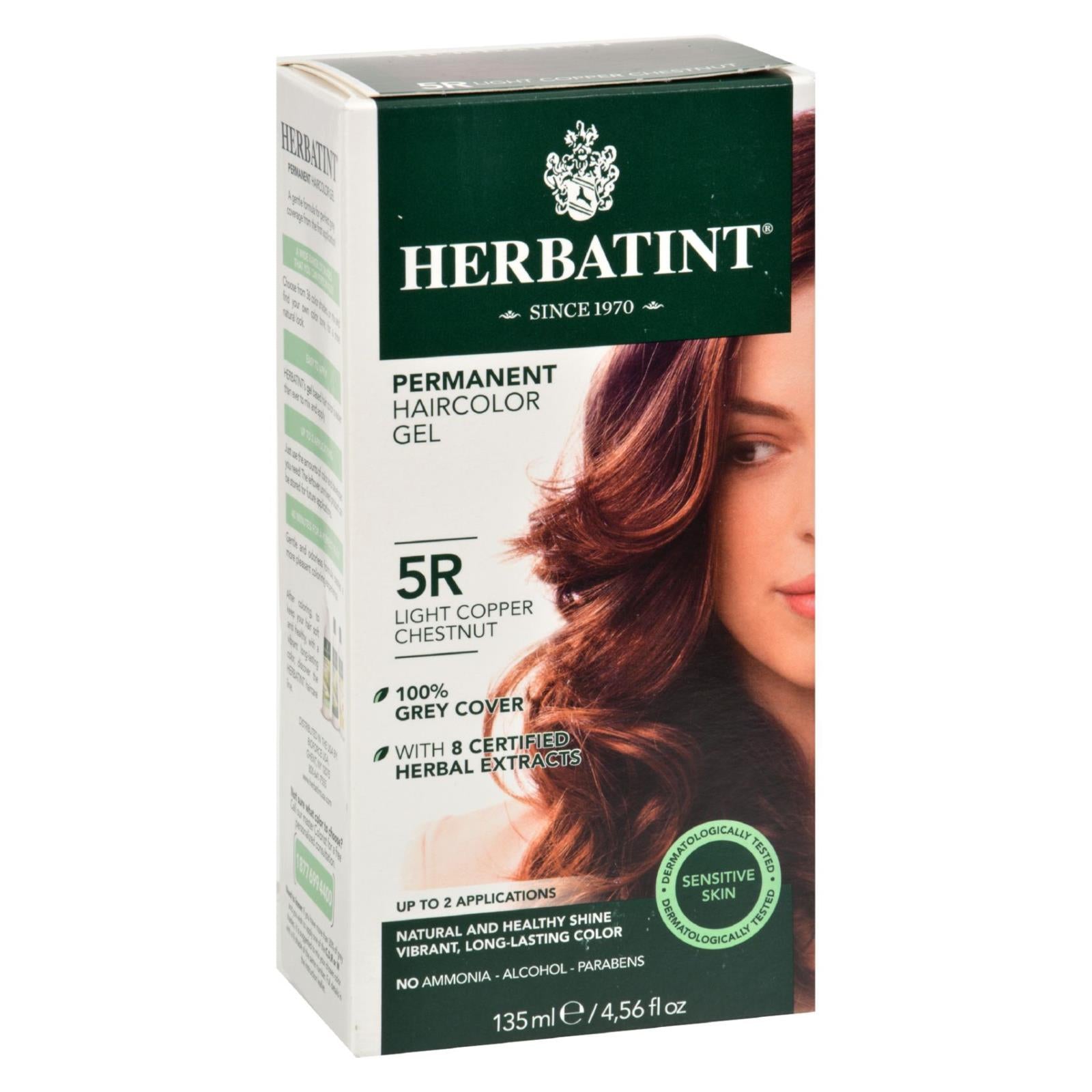 Tinte permanente en gel a base de hierbas Herbatint Castaño Cobrizo Claro 5R - 135 ml