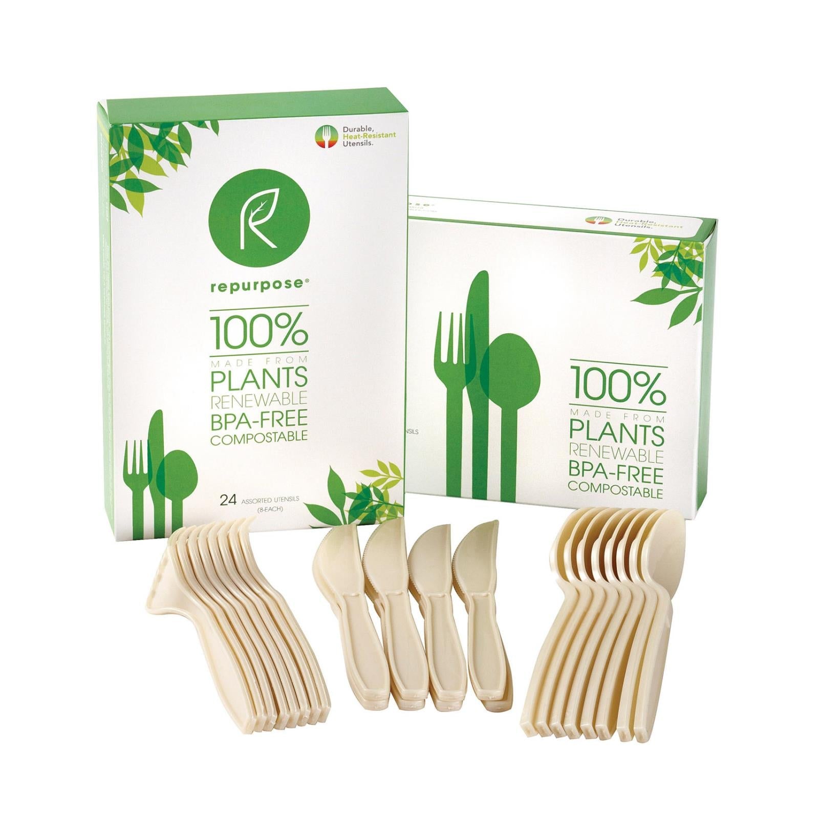 Juego de utensilios vegetales reutilizables para altas temperaturas (caja de 20, 24 unidades)