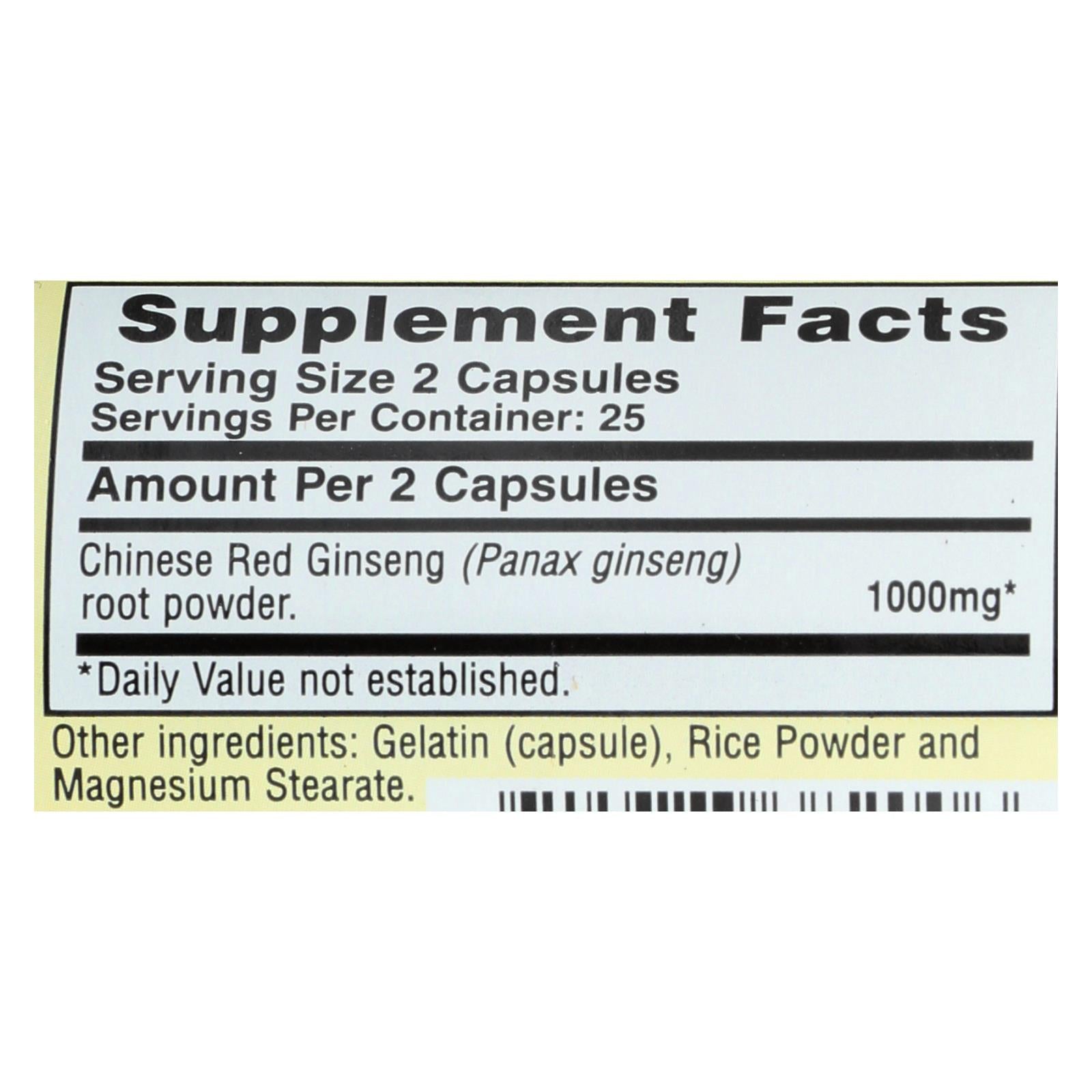 Cápsulas de ginseng rojo chino Imperial Elixir - 500 mg (paquete de 50)