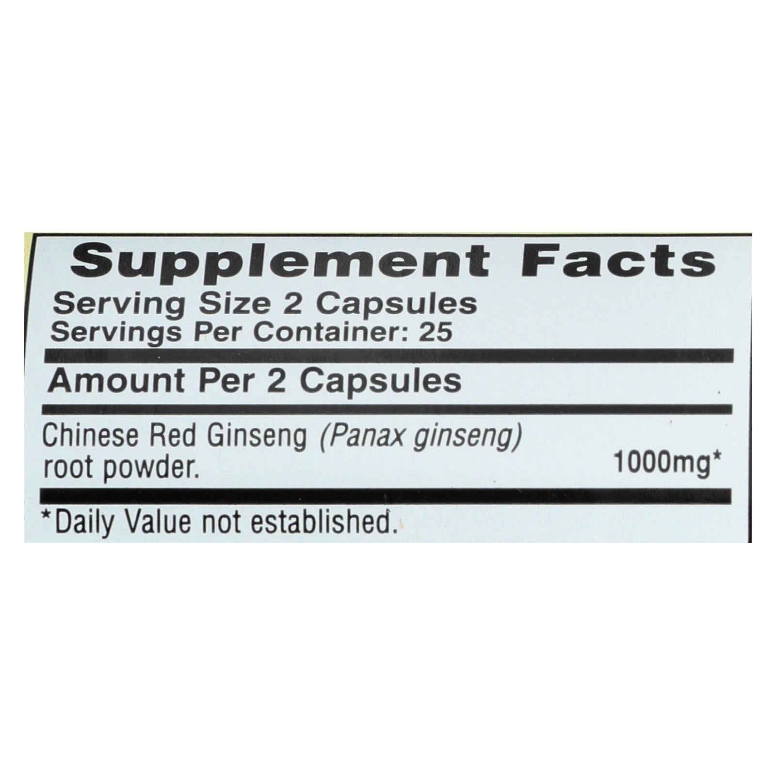 Cápsulas de ginseng rojo chino Imperial Elixir - 500 mg (paquete de 50)