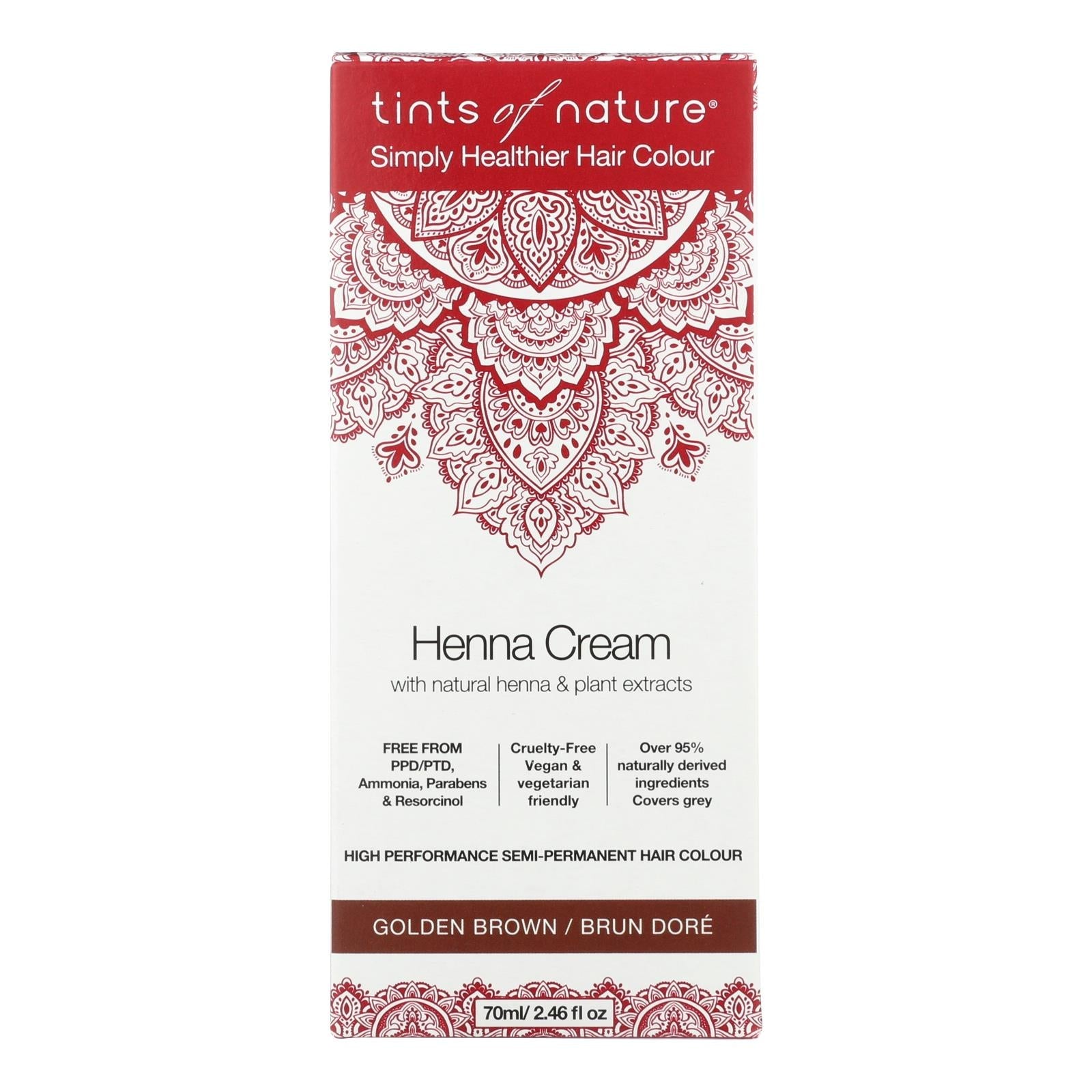 Crema de henna Tints Of Naturá color marrón dorado, 70 ml 