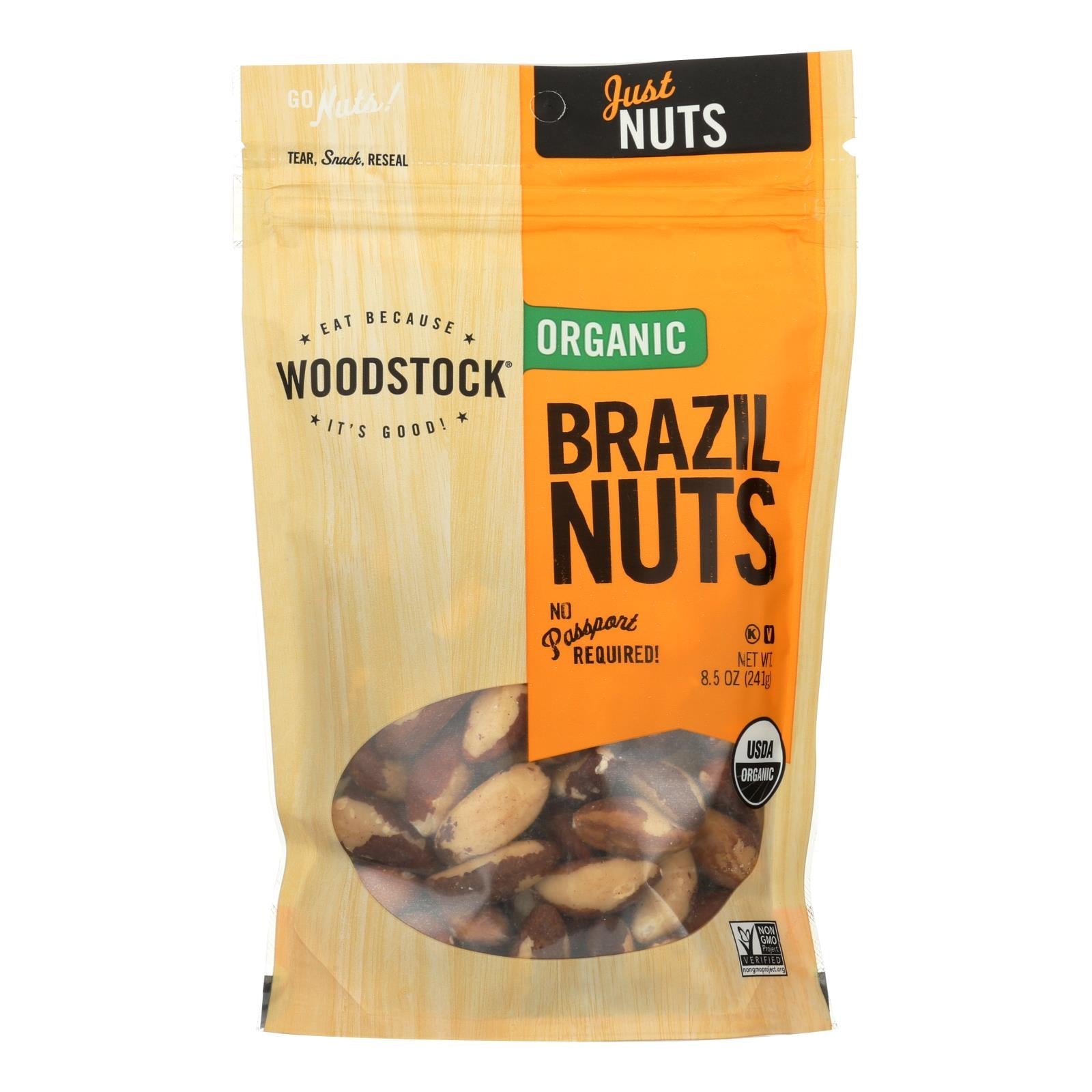 Nueces de Brasil orgánicas Woodstock | 8.5 oz, paquete de 8