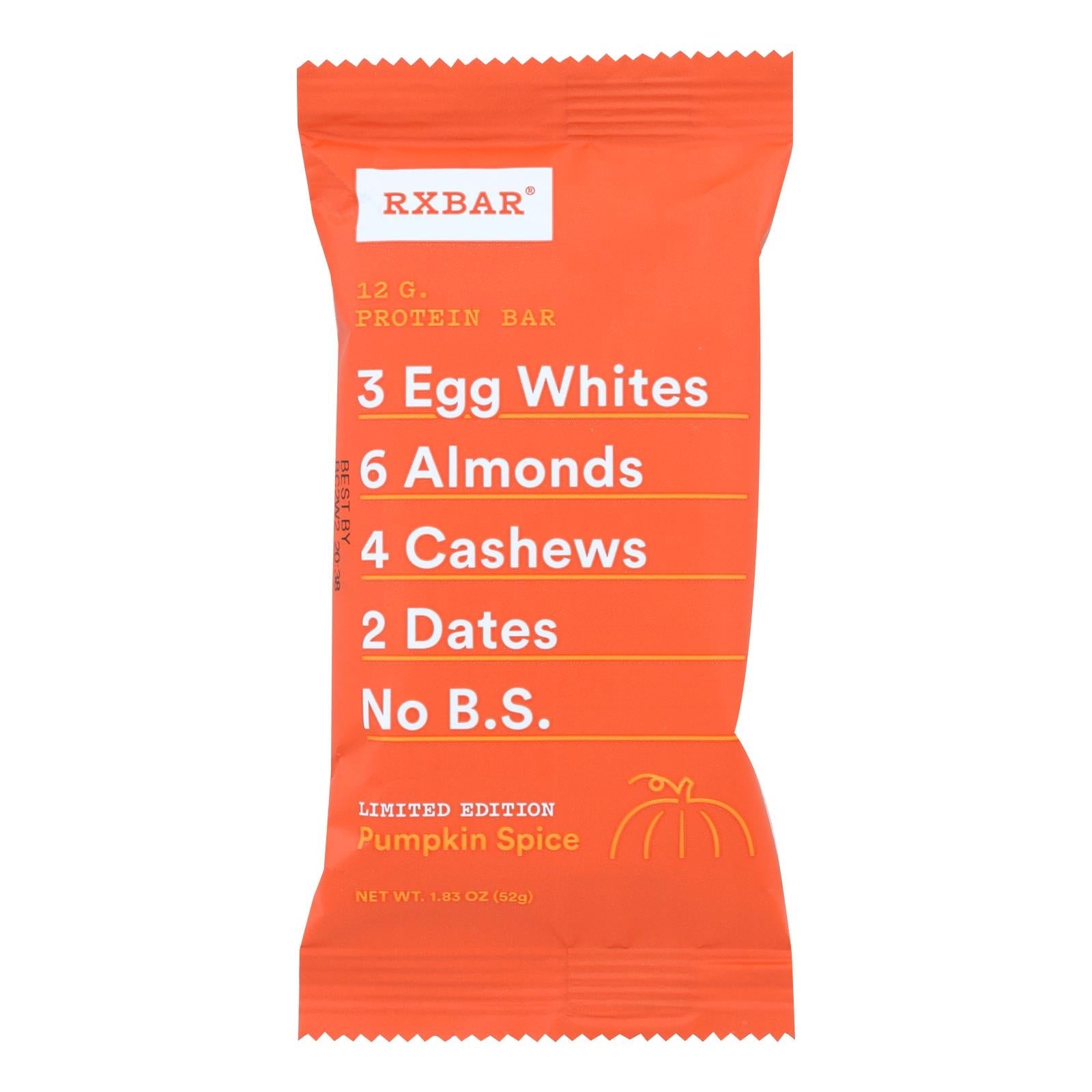 Barra de proteína con especias de calabaza RXBAR (paquete de 12 - 1,83 oz)