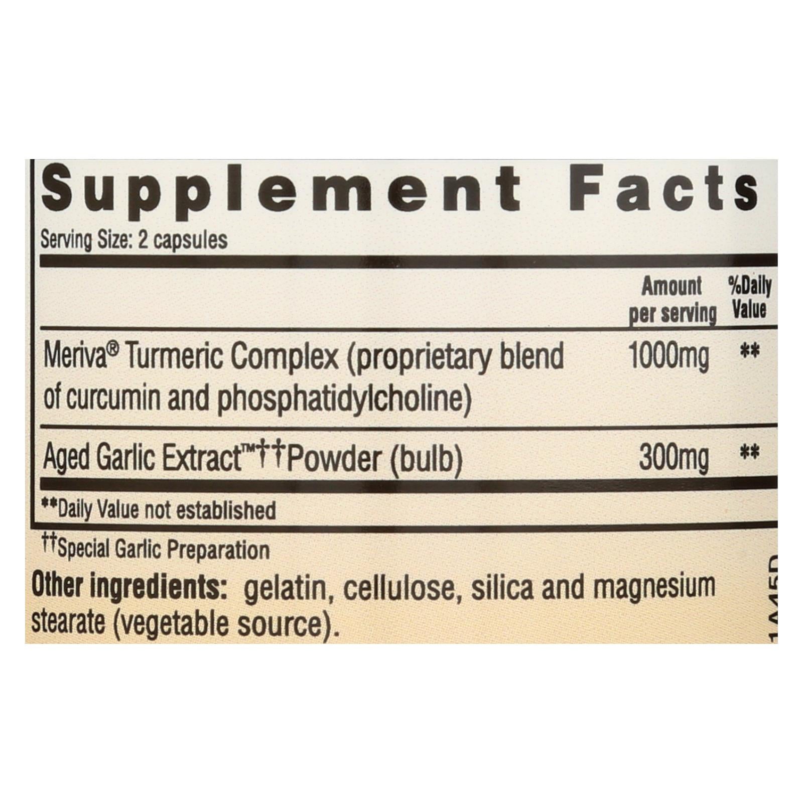 Extracto de ajo añejado Kyolic con curcumina para un mejor control de la inflamación (50 cápsulas)