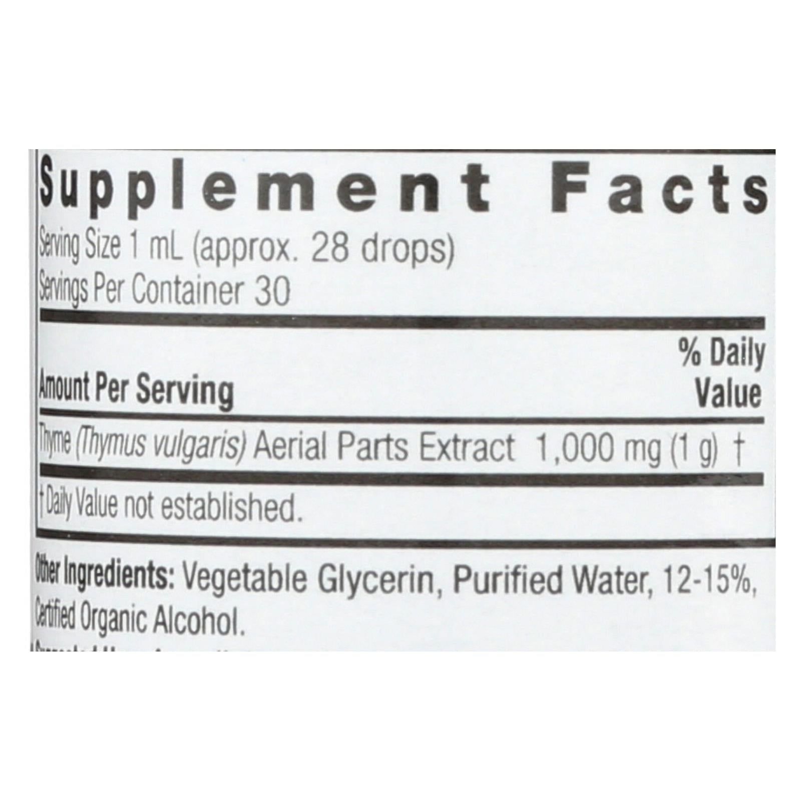 Suplemento herbal de extracto de tomillo Nature's Answer (1 oz.)