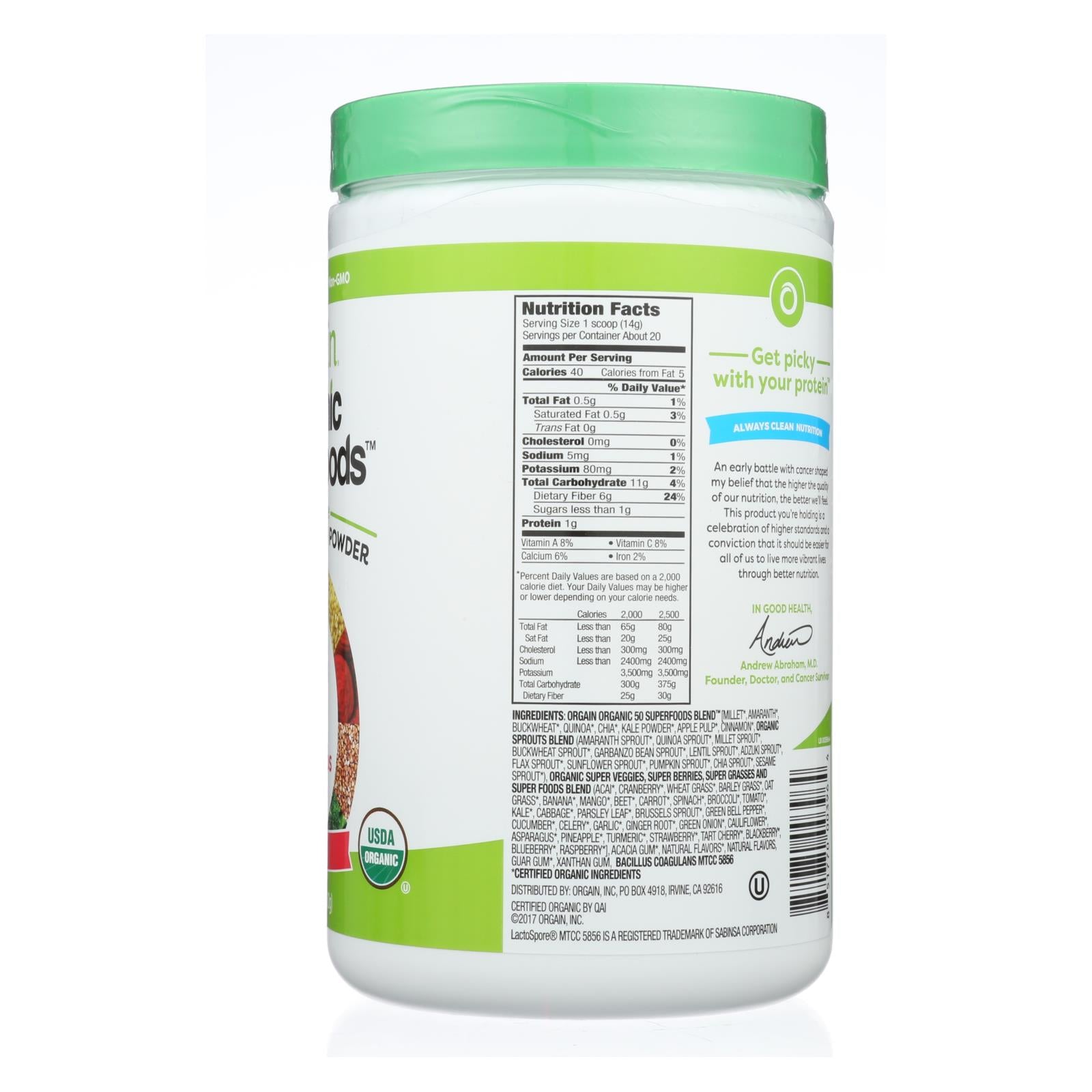 Polvo hidratante orgánico Orgain - Berry Punch, 0.62 lb Berry Punch Explosión de sabor