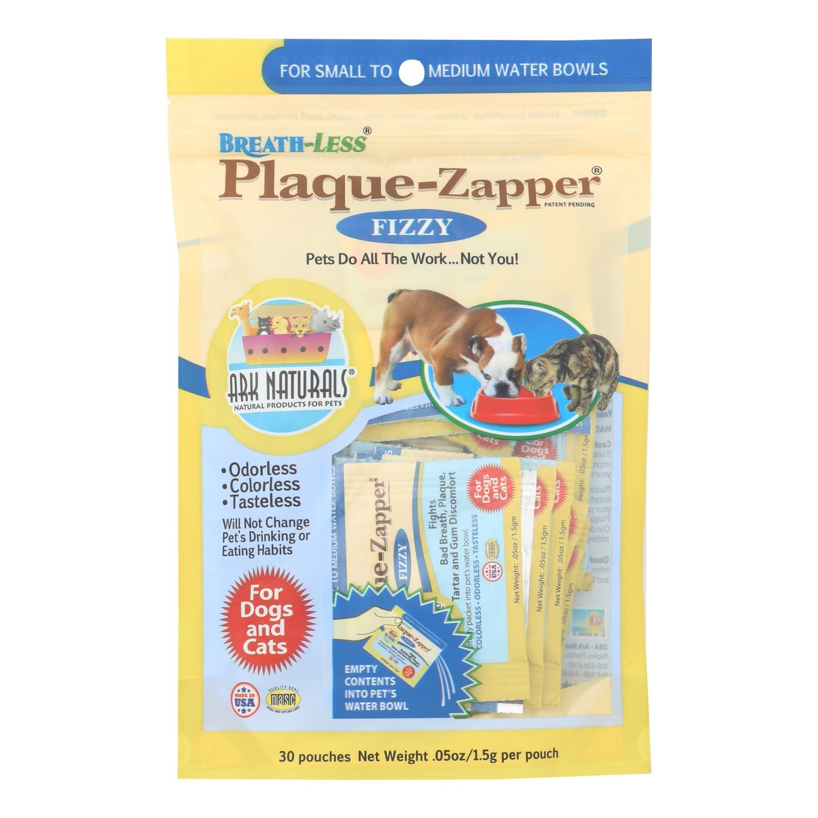 Ark Naturals Plaque-Zapper Refrescante de Aliento Efervescente para Mascotas Pequeñas y Medianas (30 Masticables)
