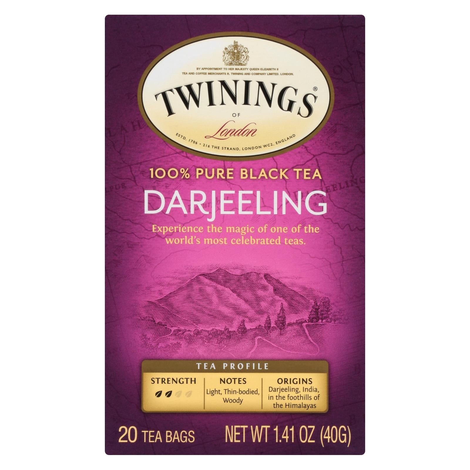Twinings Darjeeling Black Tea, 20 Tea Bags, 2-Pack