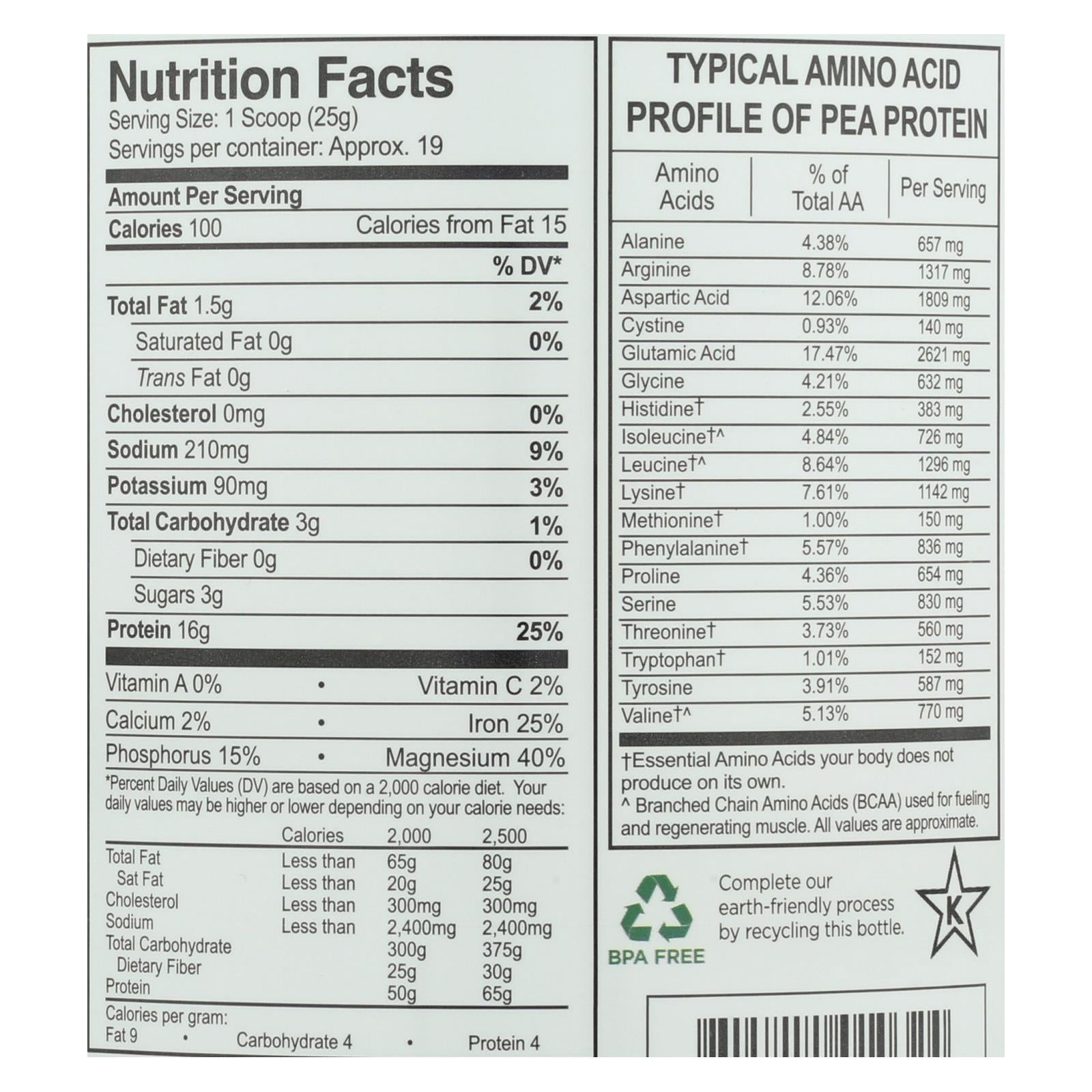 Proteína de guisante amarillo Vanilla Blast de Growing Naturals - 16 oz.