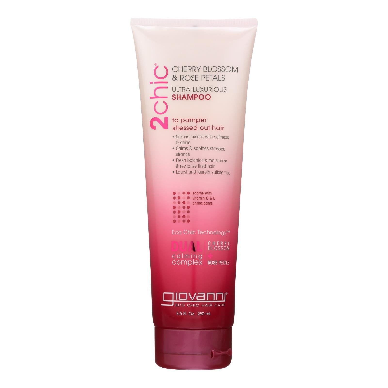 Champú ultrahidratante Giovanni 2chic para cabello seco y dañado - 255 ml