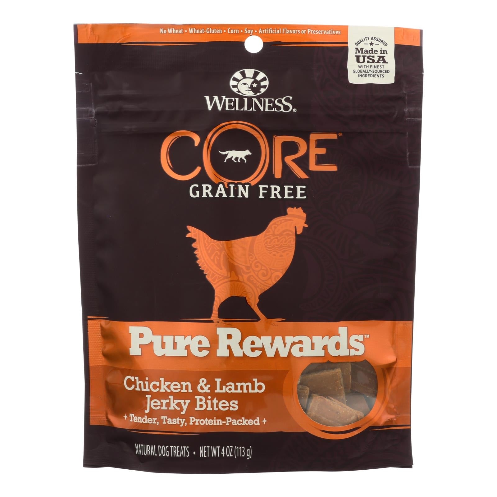 Wellness Pure Rewards Golosinas naturales para perros - Pollo y cordero - (Paquete de 8 - 4 oz)
