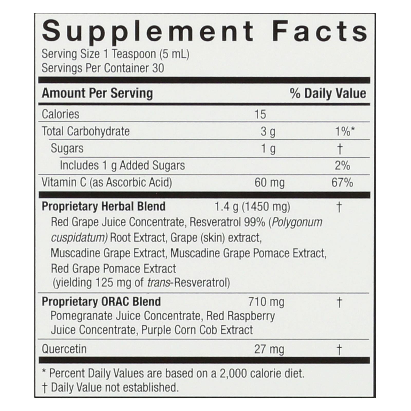 Suplemento líquido sin alcohol Nature's Answer Resveratrol Reserve (147 ml)