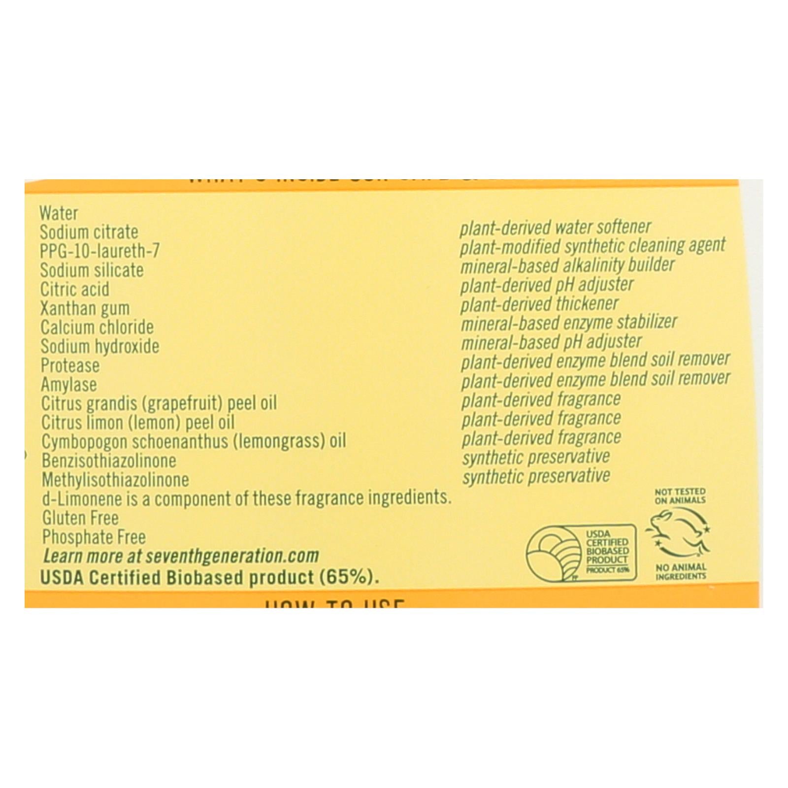 Seventh Generation Auto Dishwasher Gel, Lemon Scented, 42 Fl Oz (Pack of 6)