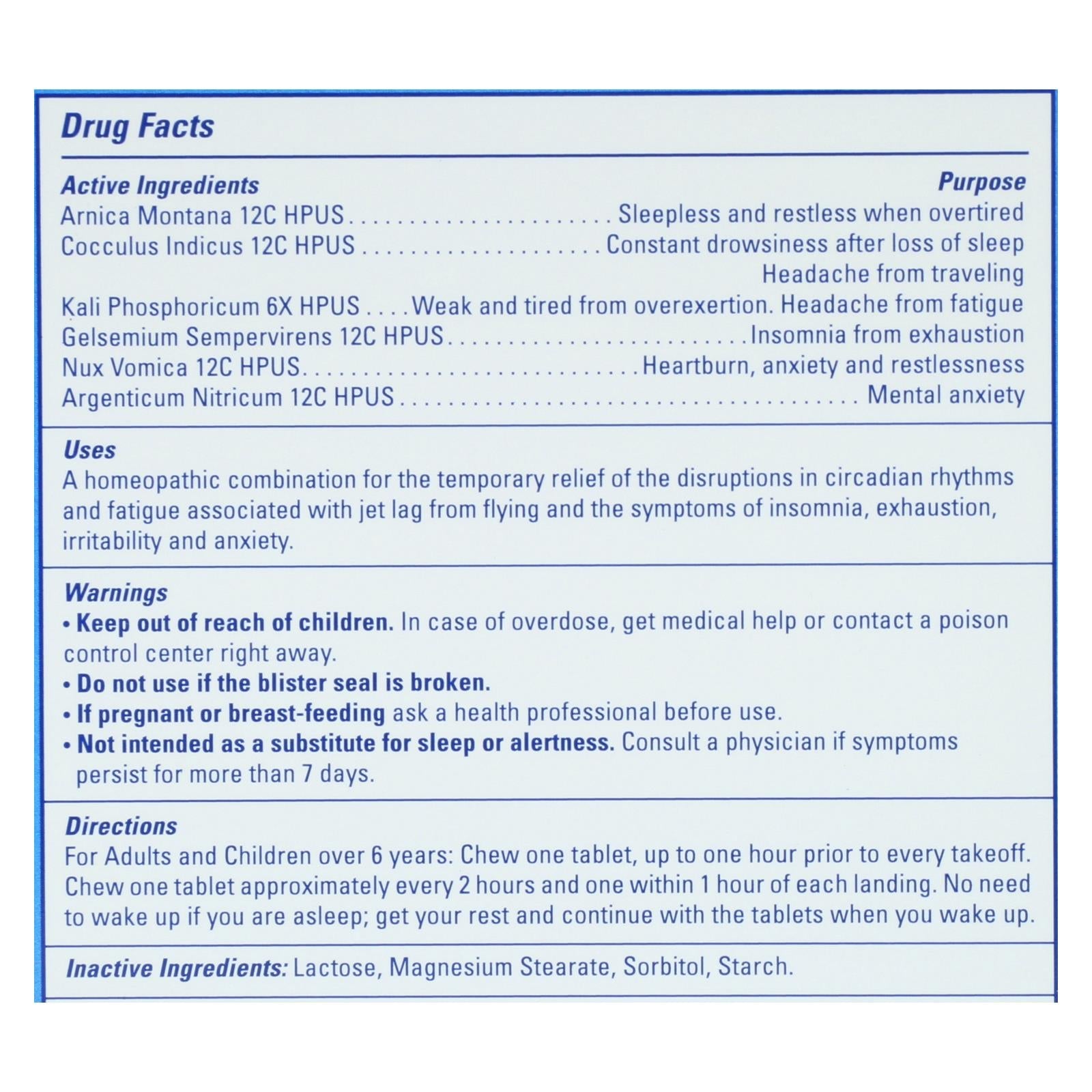 Medicina homeopática para viajes Jet Zone para prevenir el jet lag - 180 comprimidos