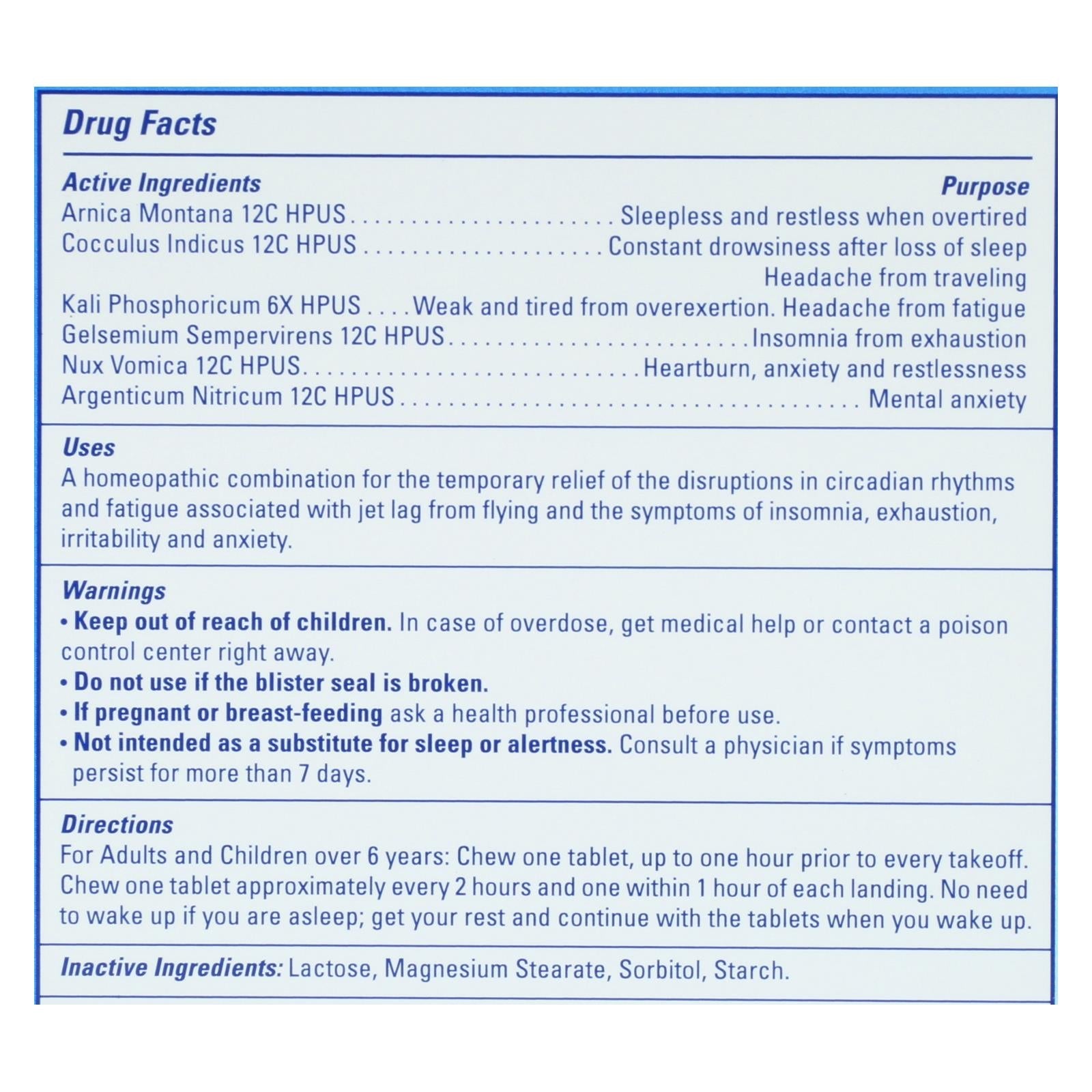 Medicina homeopática para viajes Jet Zone para prevenir el jet lag - 180 comprimidos