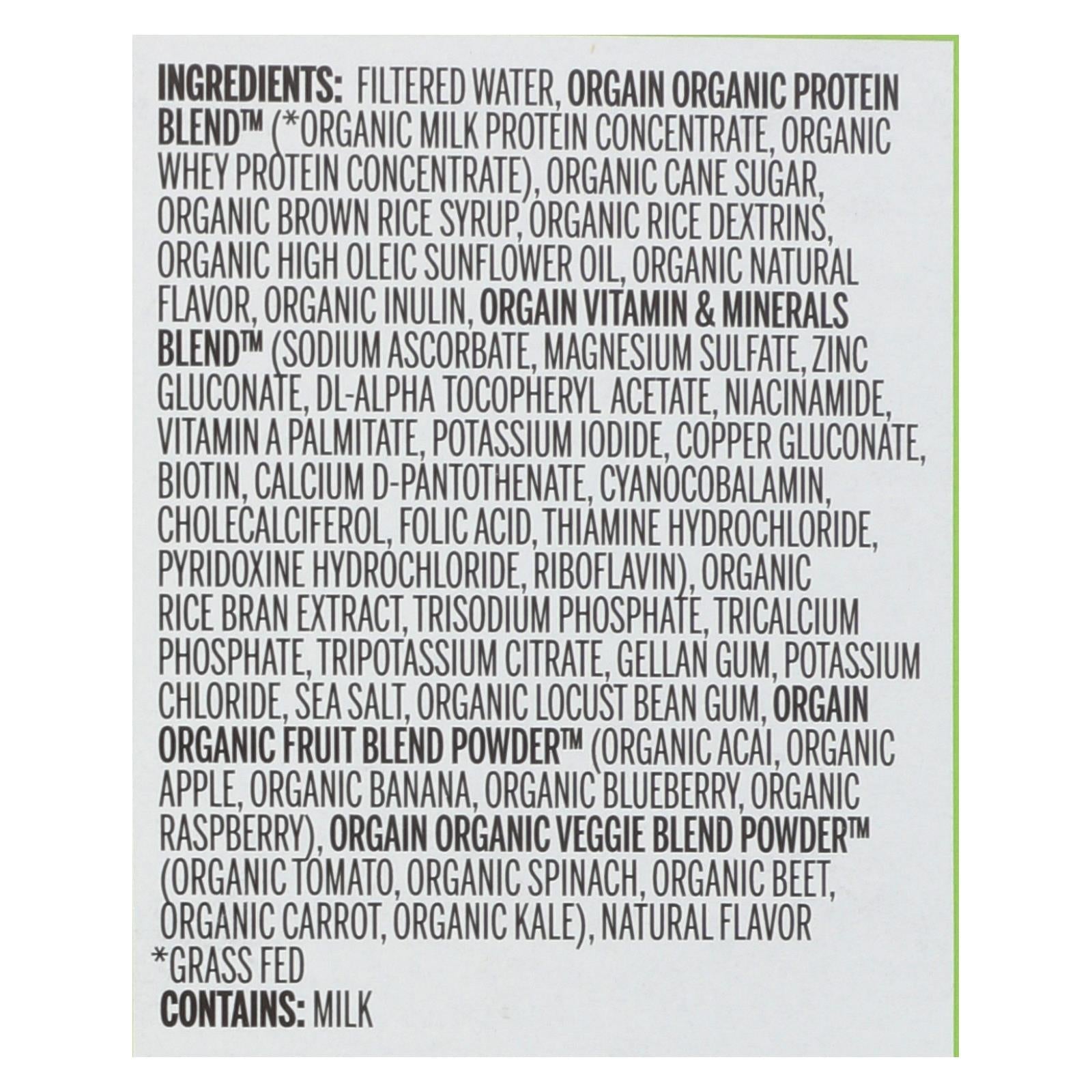 Batido nutricional orgánico de vainilla Orgain - 11 onzas líquidas (paquete de 12)