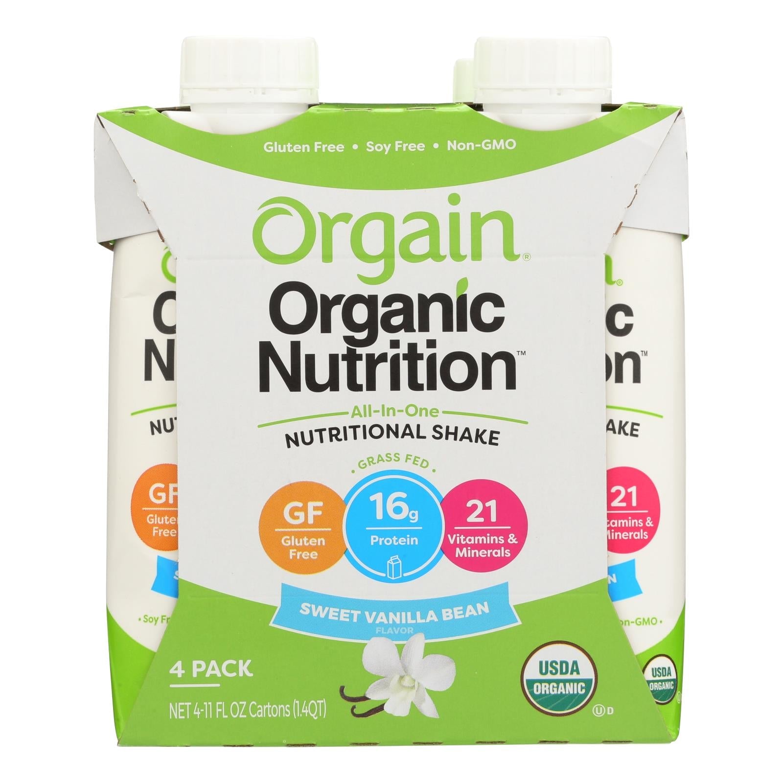 Batido nutricional orgánico de vainilla Orgain - 11 onzas líquidas (paquete de 12)