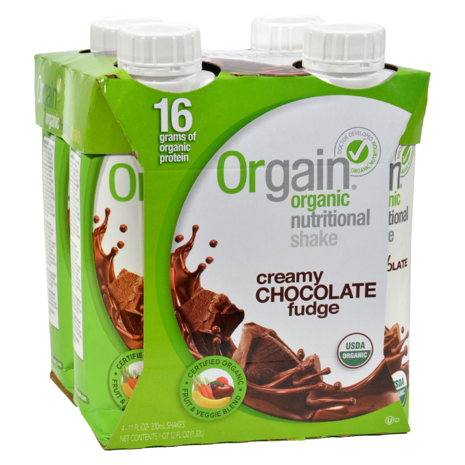 Batido nutricional orgánico Orgain - Chocolate Fudge - Paquete de 12 - 11 onzas líquidas cada uno