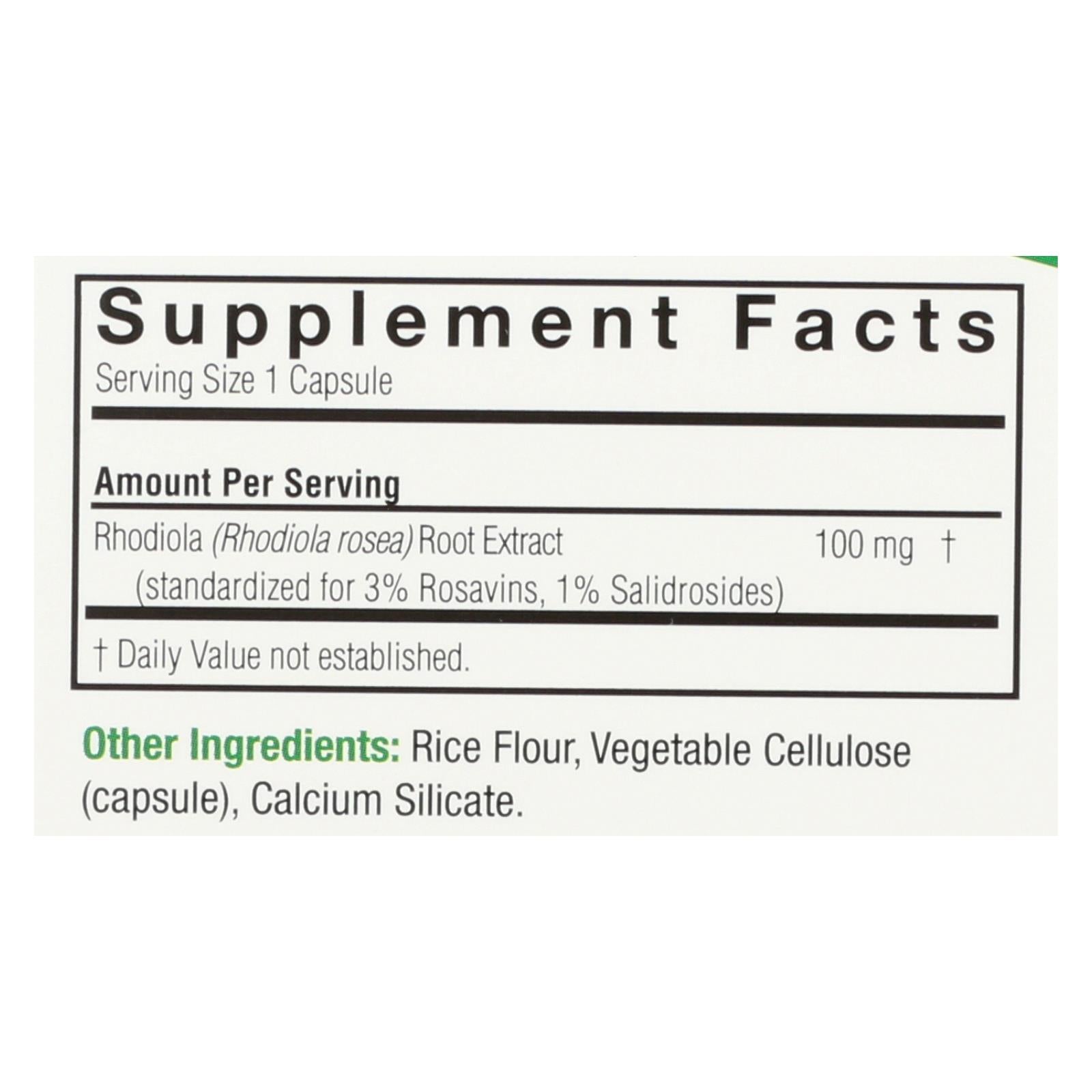 Extracto de raíz de rodiola de Nature's Answer: Mejora la vitalidad y reduce el estrés (60 cápsulas vegetarianas) 