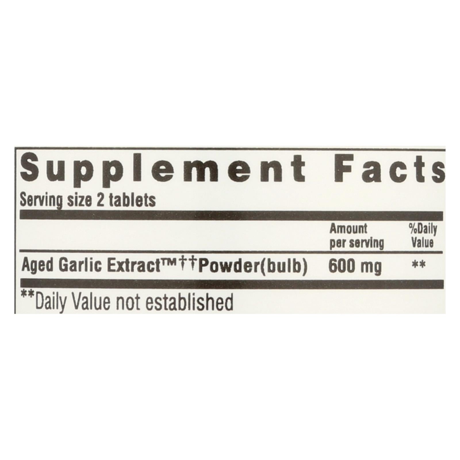 Extracto de ajo añejado Kyolic para la salud cardiovascular (100 comprimidos)