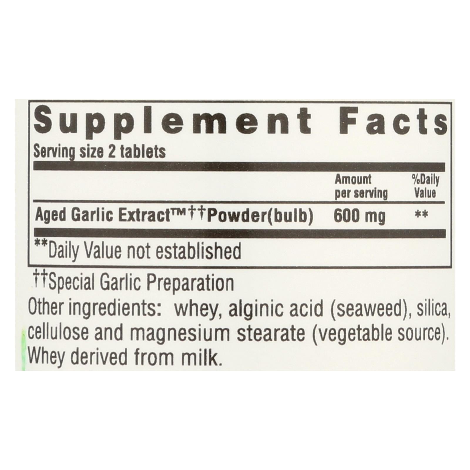 Extracto de ajo añejado Kyolic para la salud cardiovascular (100 comprimidos)