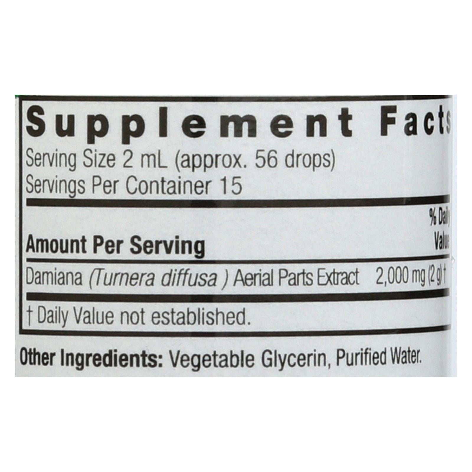 Extracto de hoja de damiana sin alcohol de Nature's Answer (30 ml) 